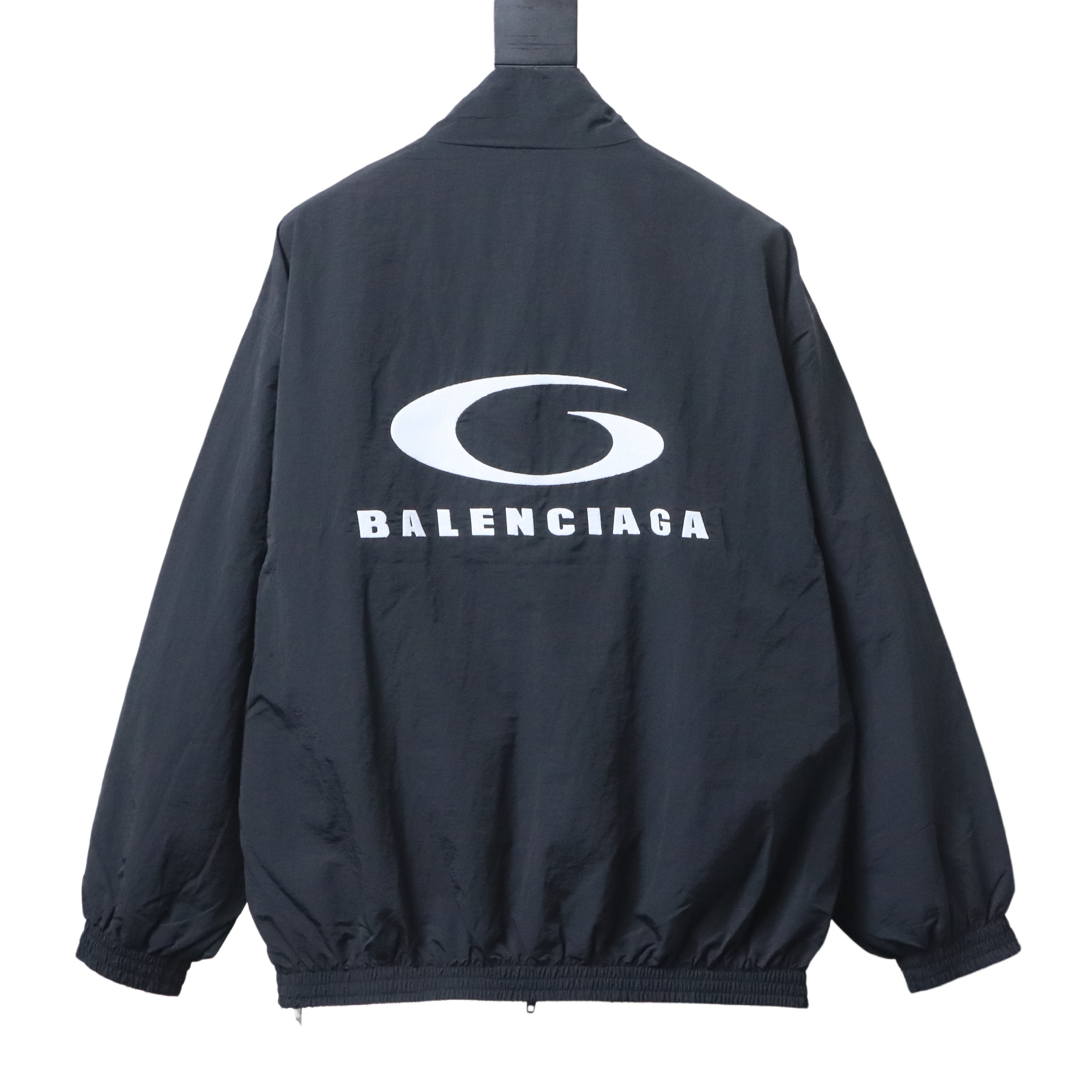 Balenciaga Black 26SS Front and Back Half-Ring Letter Embroidered Tracksuit Jacket h270