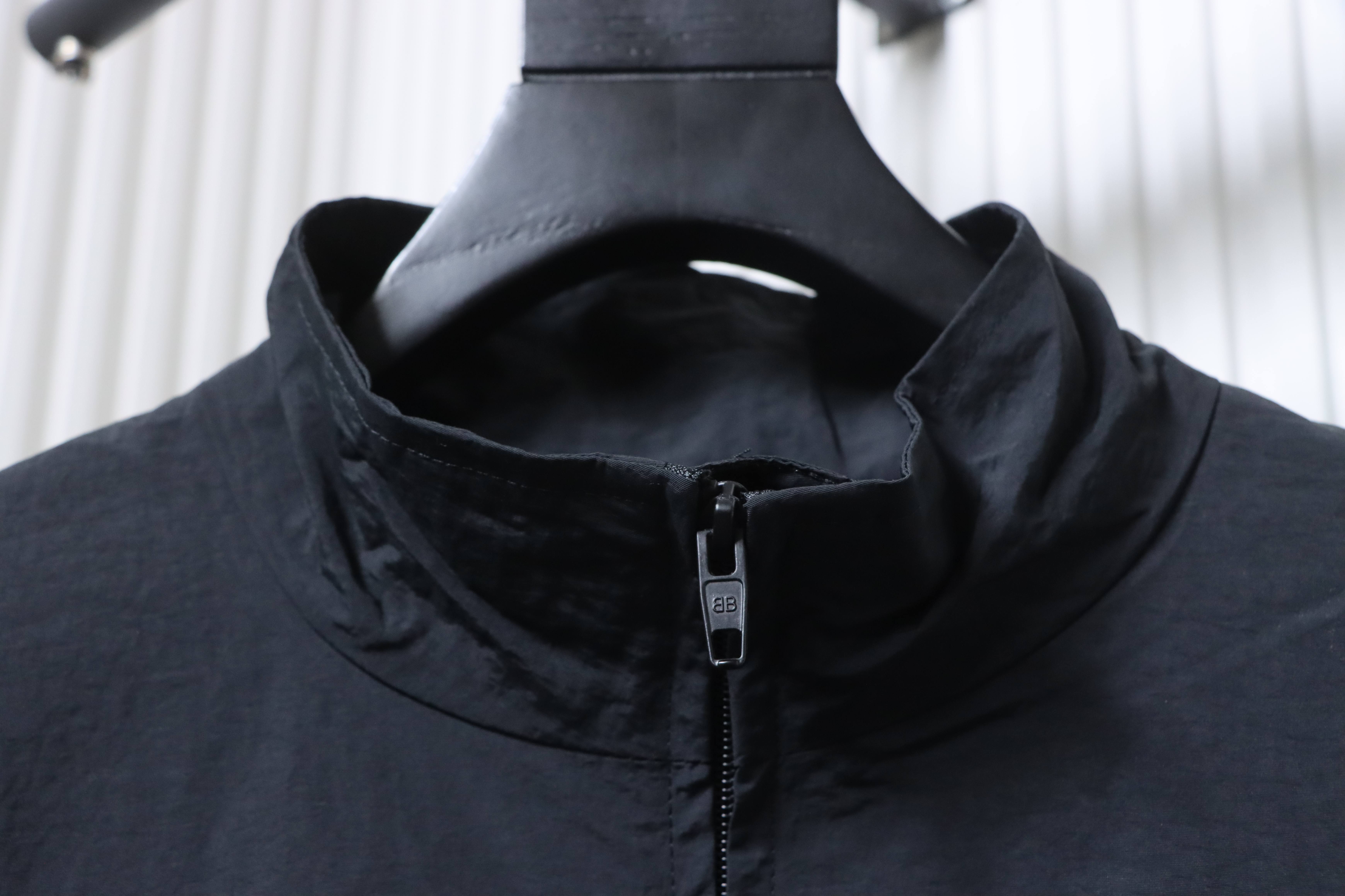 Balenciaga Black 26SS Front and Back Half-Ring Letter Embroidered Tracksuit Jacket h270