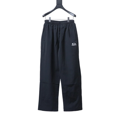 Balenciaga Black 26SS Front and Back Half-Ring Letter Embroidered Tracksuit Pants h230 01