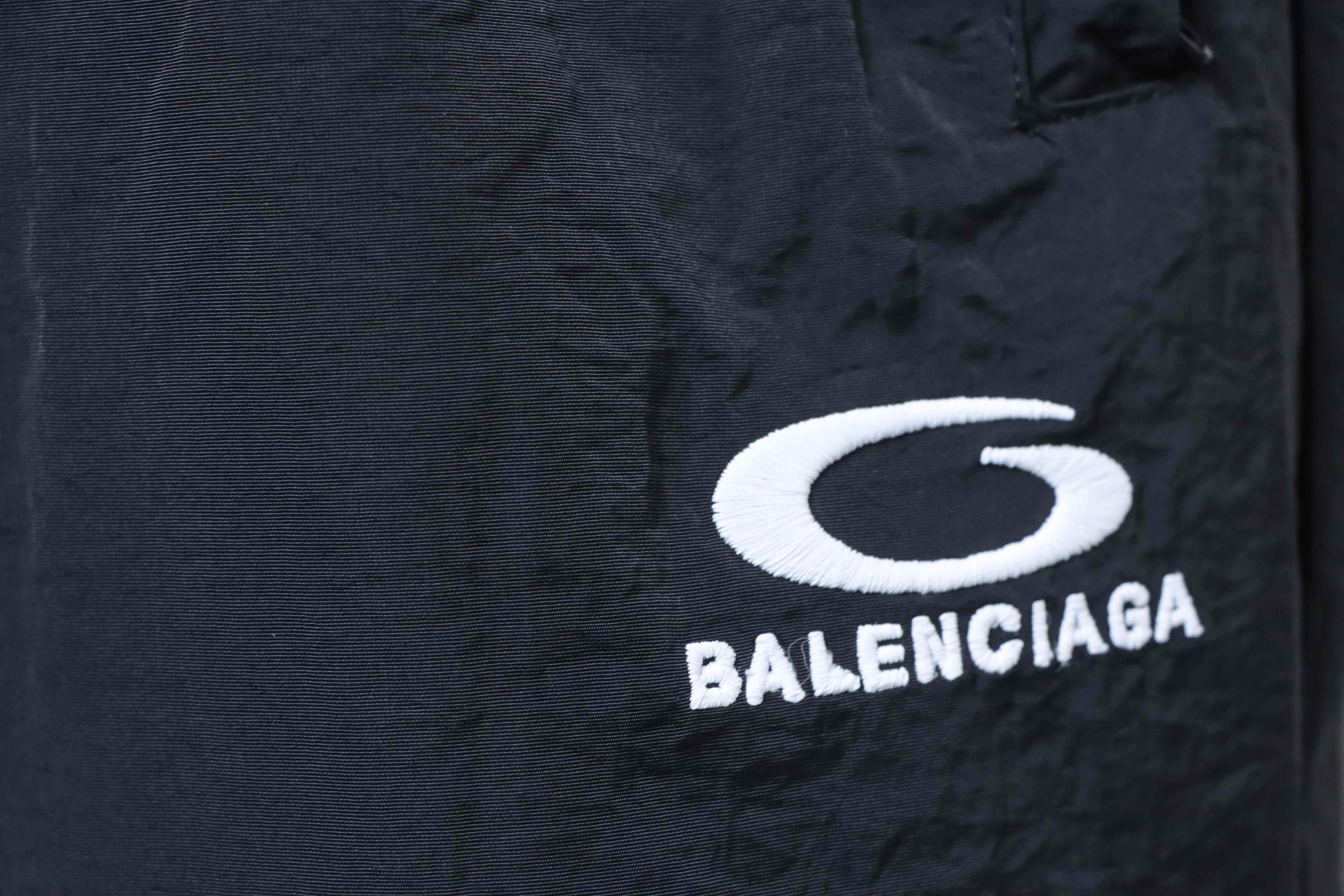 Balenciaga Black 26SS Front and Back Half-Ring Letter Embroidered Tracksuit Pants h230