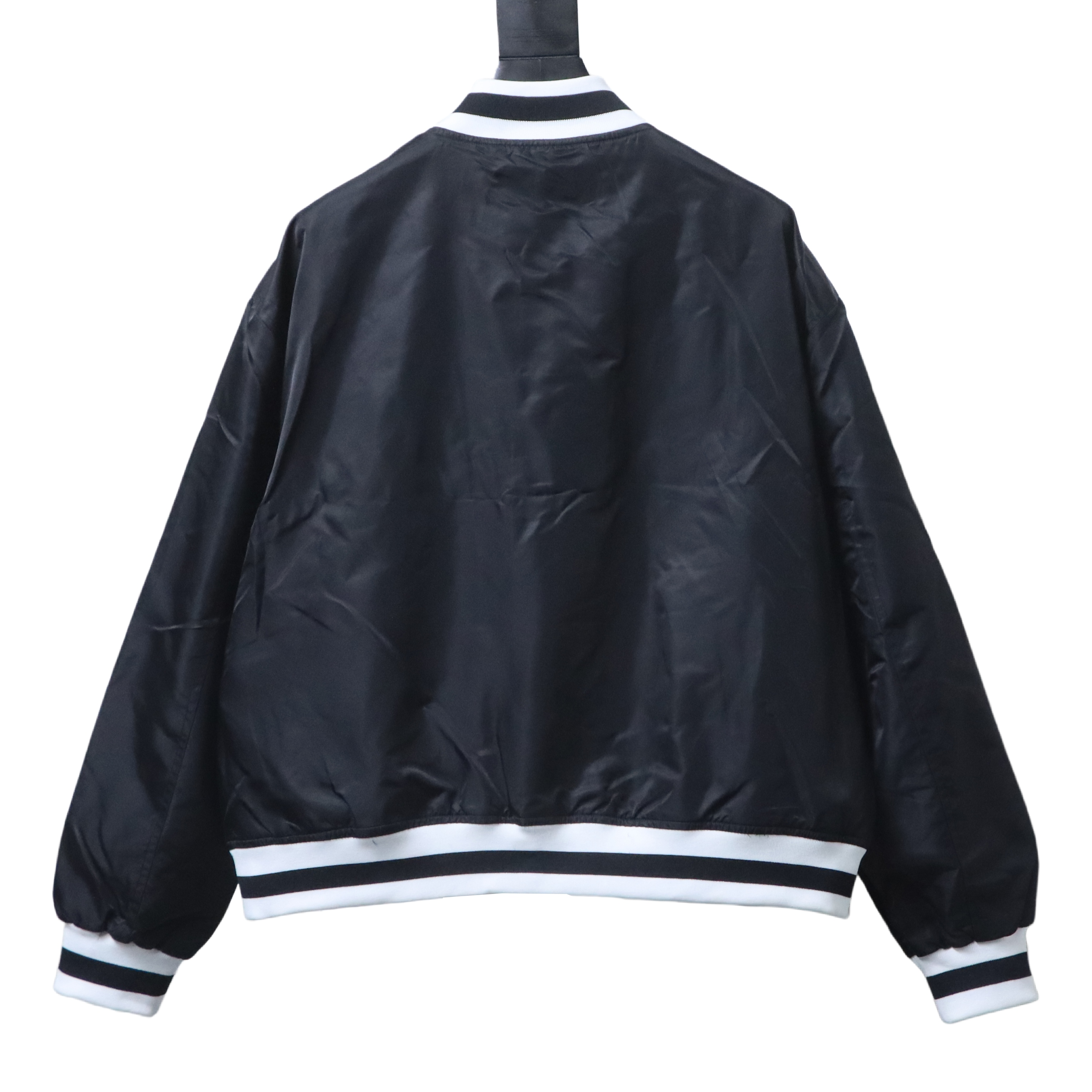 Balenciaga Black 26SS NBA Collaboration Embroidered Baseball Flight Jacket h270