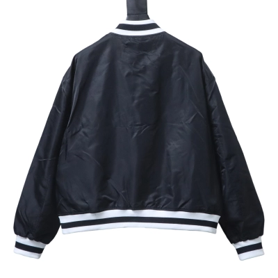 Balenciaga Black 26SS NBA Collaboration Embroidered Baseball Flight Jacket h270 02