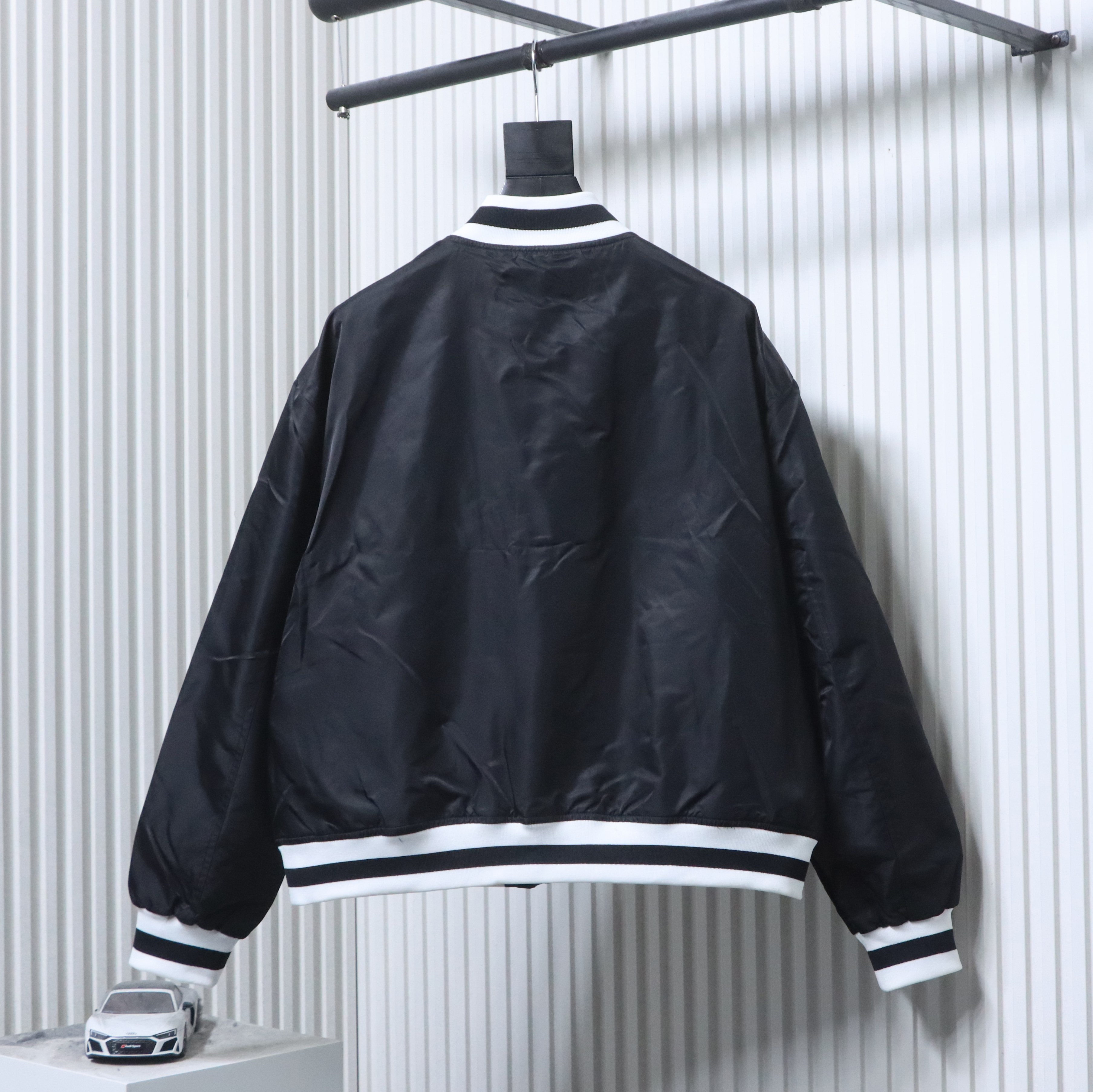 Balenciaga Black 26SS NBA Collaboration Embroidered Baseball Flight Jacket h270