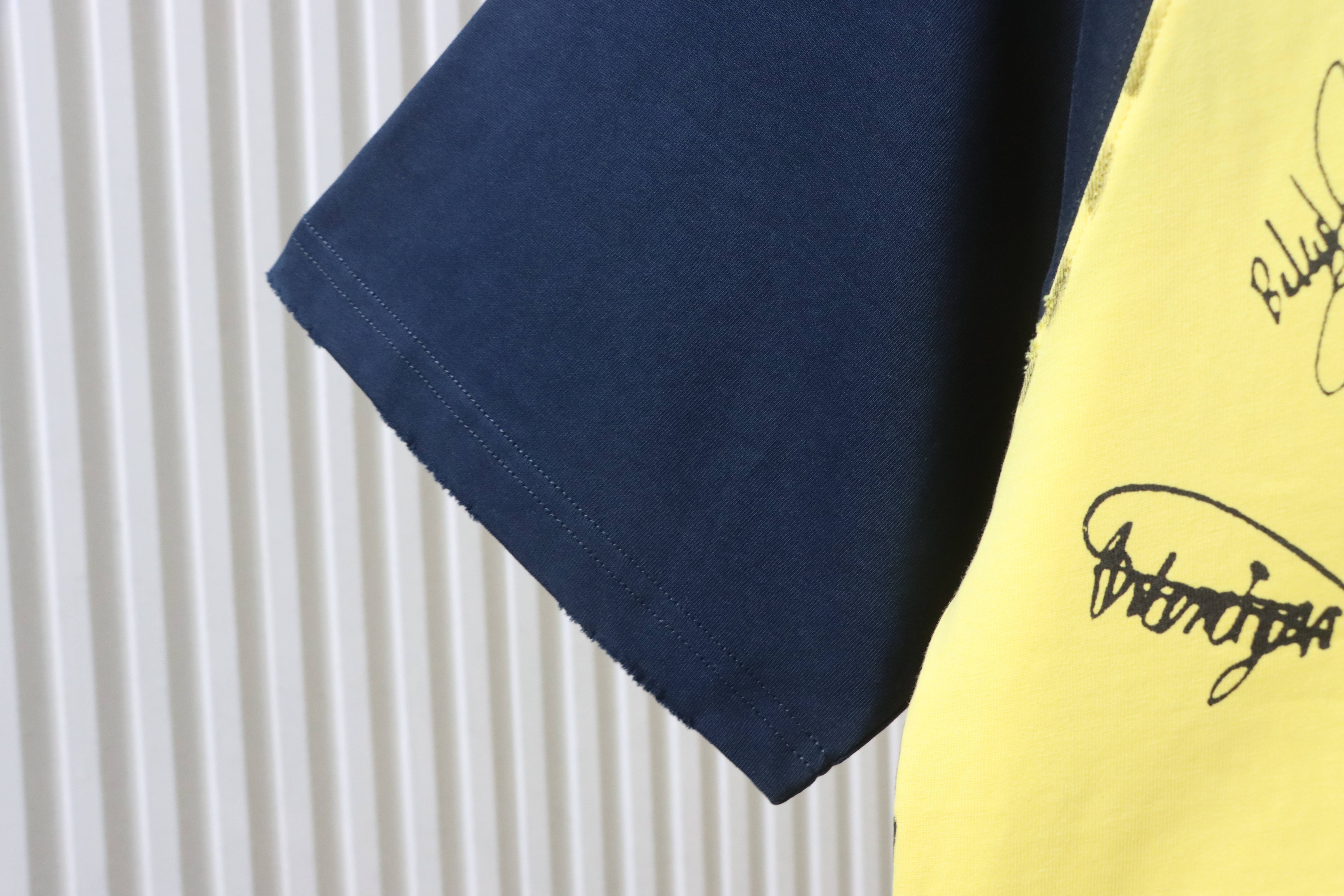 Balenciaga Yellow 26SS Signature Letter Printed Spliced T-shirt h160