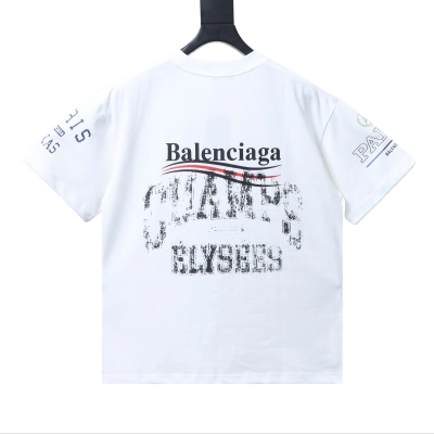 Balenciaga White & Paris 25SS Collaboration Multi-Element Logo Printed T-shirt h140 02