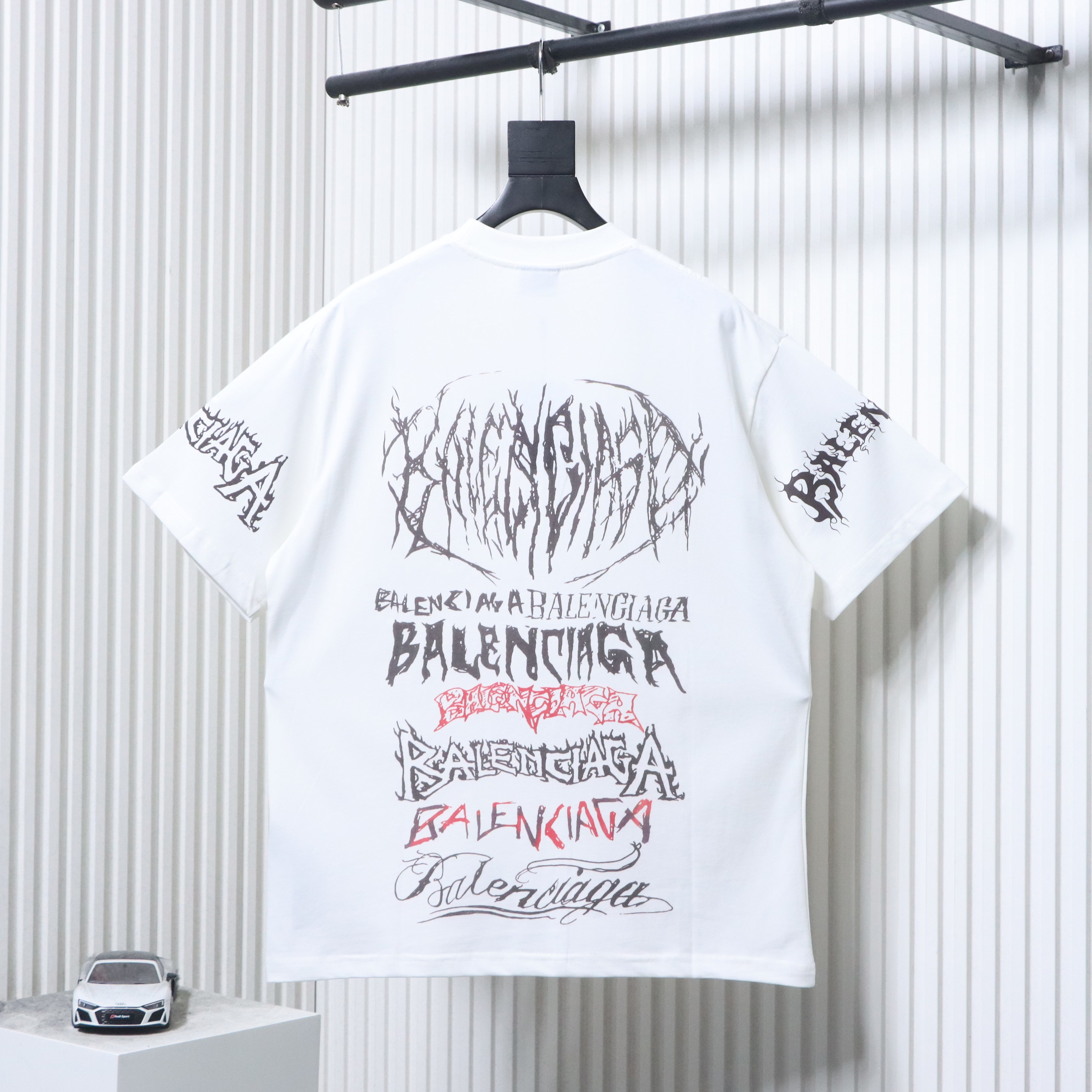Balenciaga White Allover Letter Direct-Print Breathable Graffiti T-shirt h160