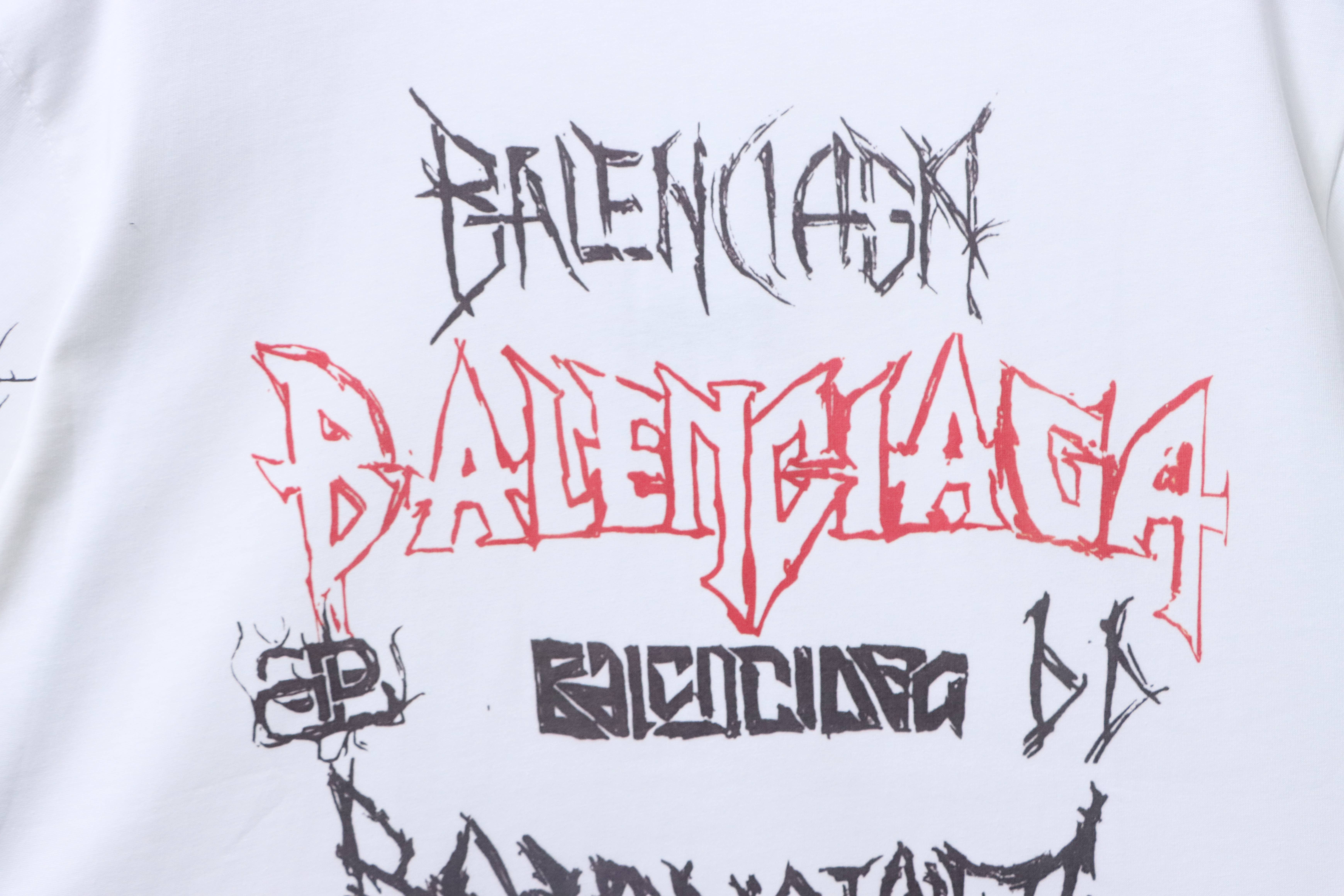 Balenciaga White Allover Letter Direct-Print Breathable Graffiti T-shirt h160