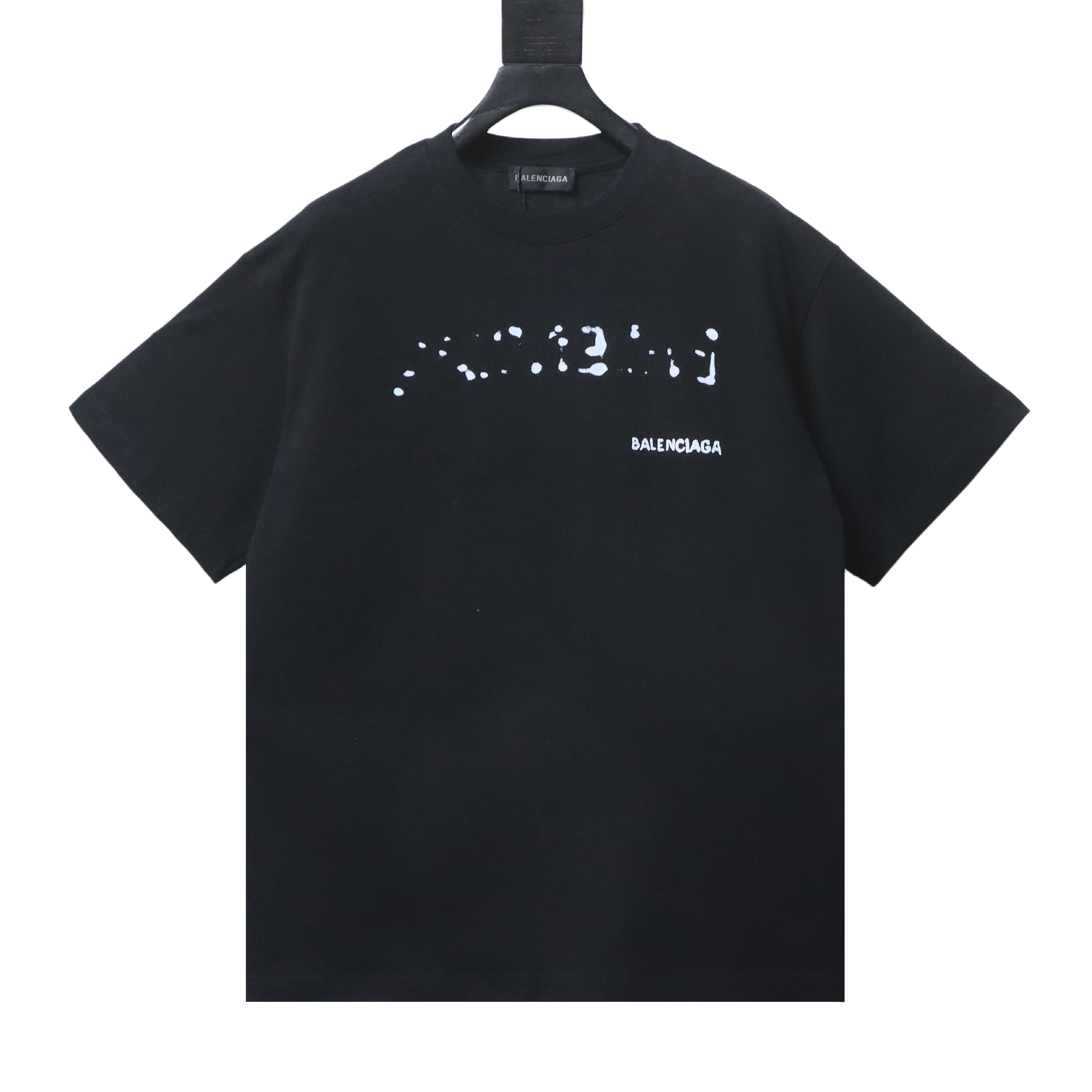 Balenciaga Black Blurred Letter Front and Back Printed T-shirt h130