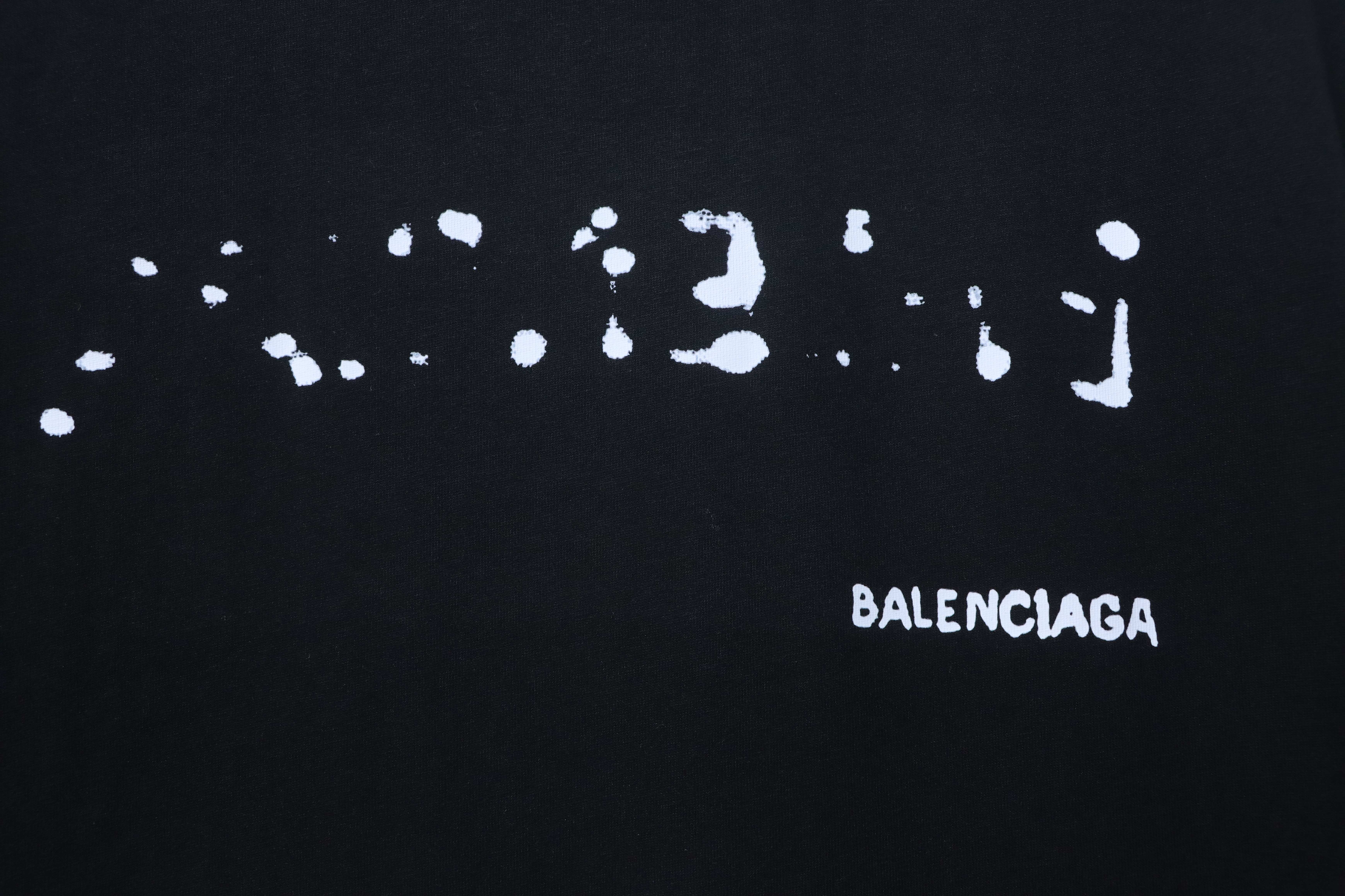 Balenciaga Black Blurred Letter Front and Back Printed T-shirt h130