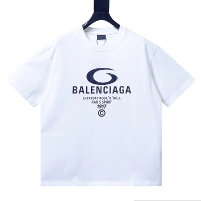 Balenciaga White Circular Letter Printed Distressed T-shirt h160 01