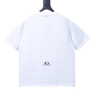 Balenciaga White Circular Letter Printed Distressed T-shirt h160 02