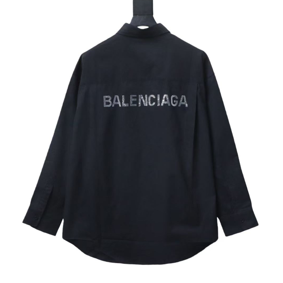 Balenciaga Black Classic Back 3D Letter Logo Long-Sleeve Shirt h230