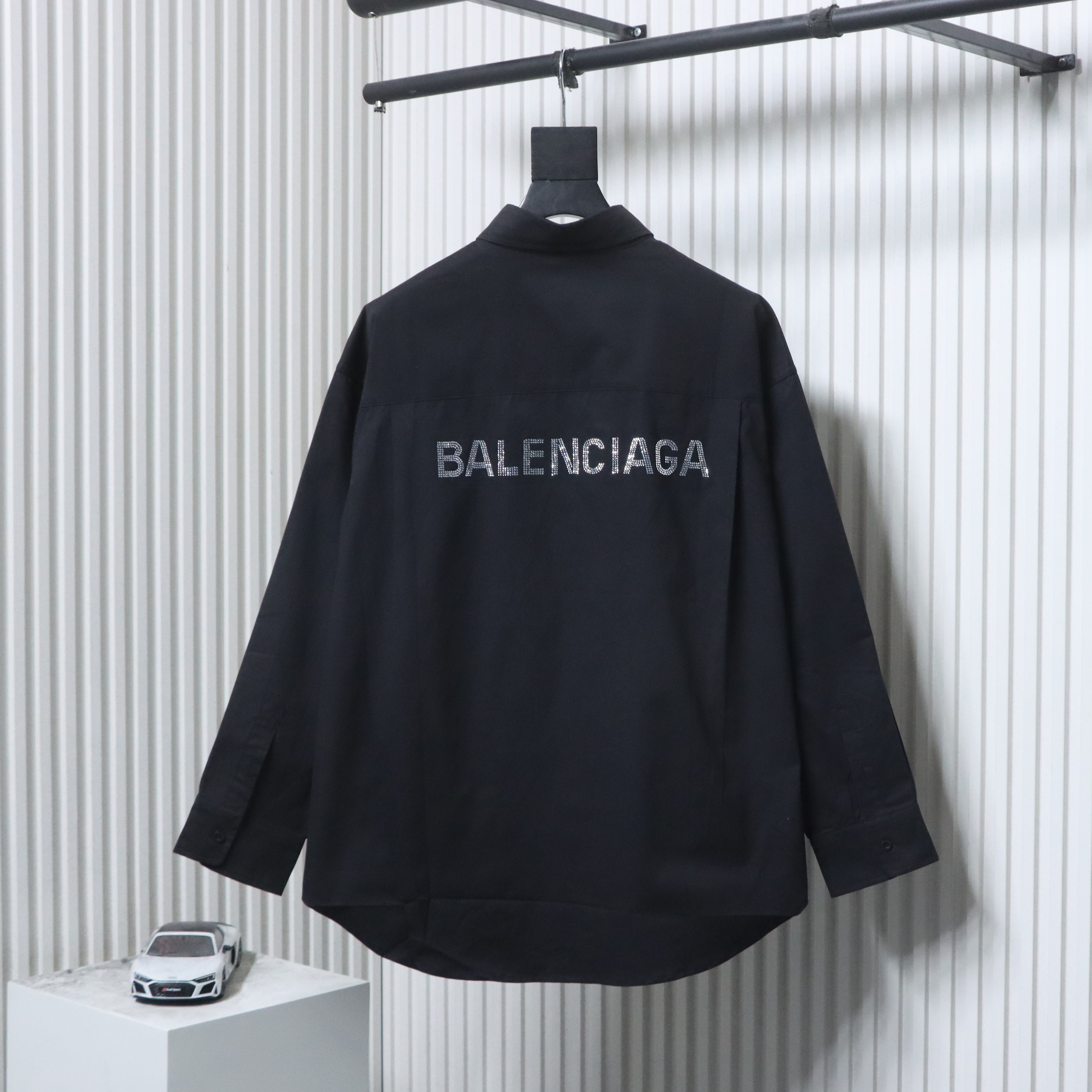 Balenciaga Black Classic Back 3D Letter Logo Long-Sleeve Shirt h230