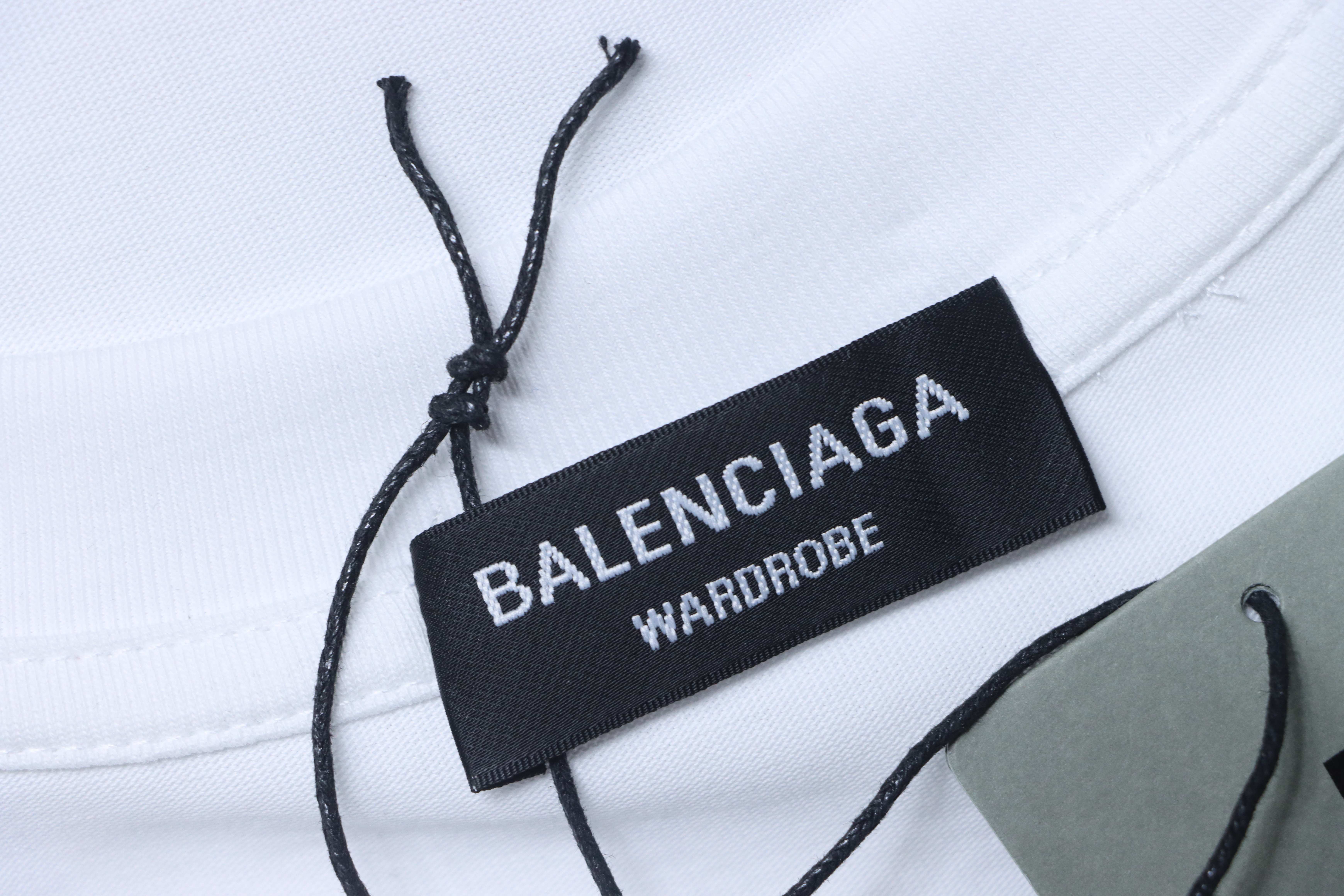 Balenciaga White Double-B Letter Printed Crewneck T-shirt h140
