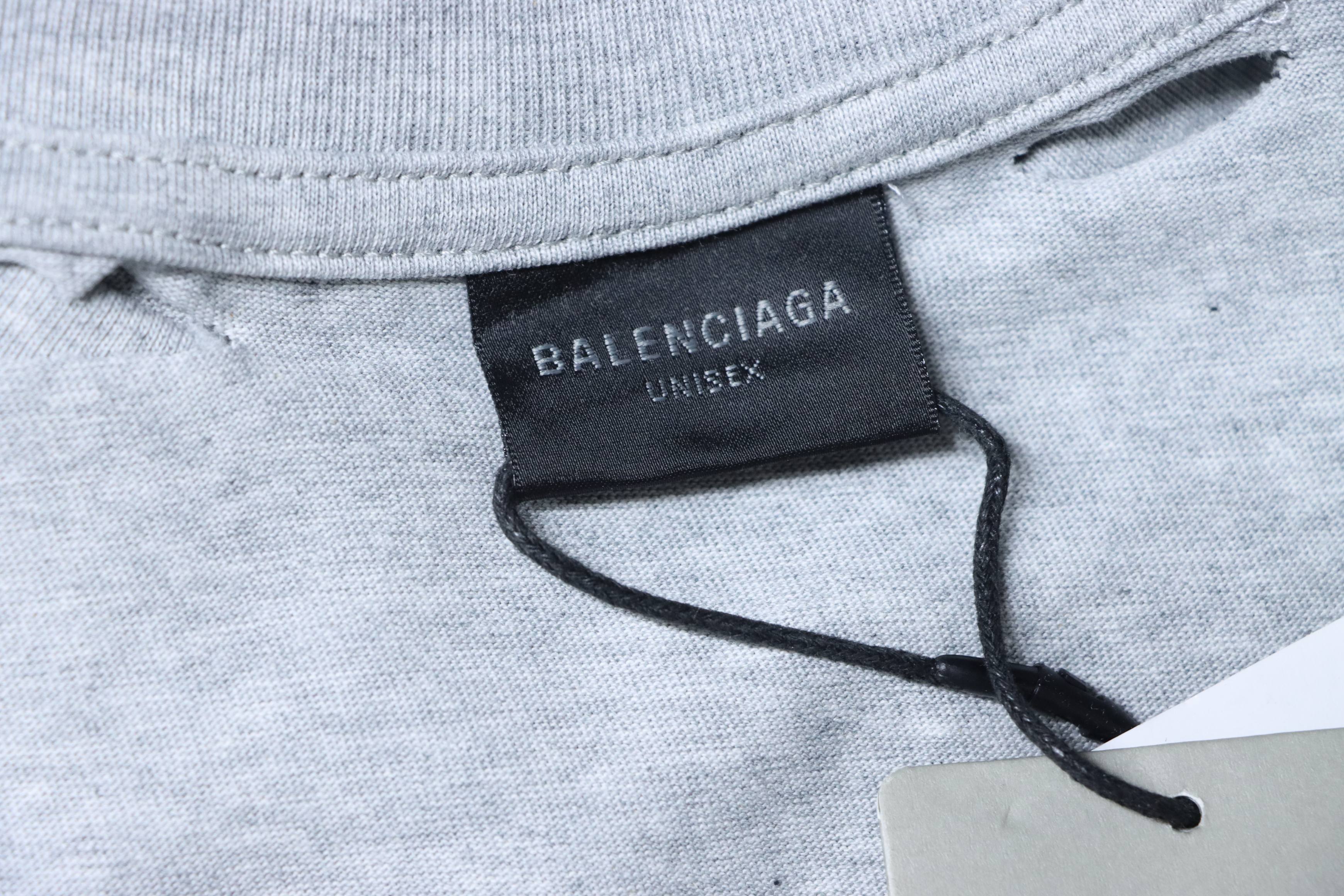 Balenciaga Grey Earth Printed Distressed T-shirt h140