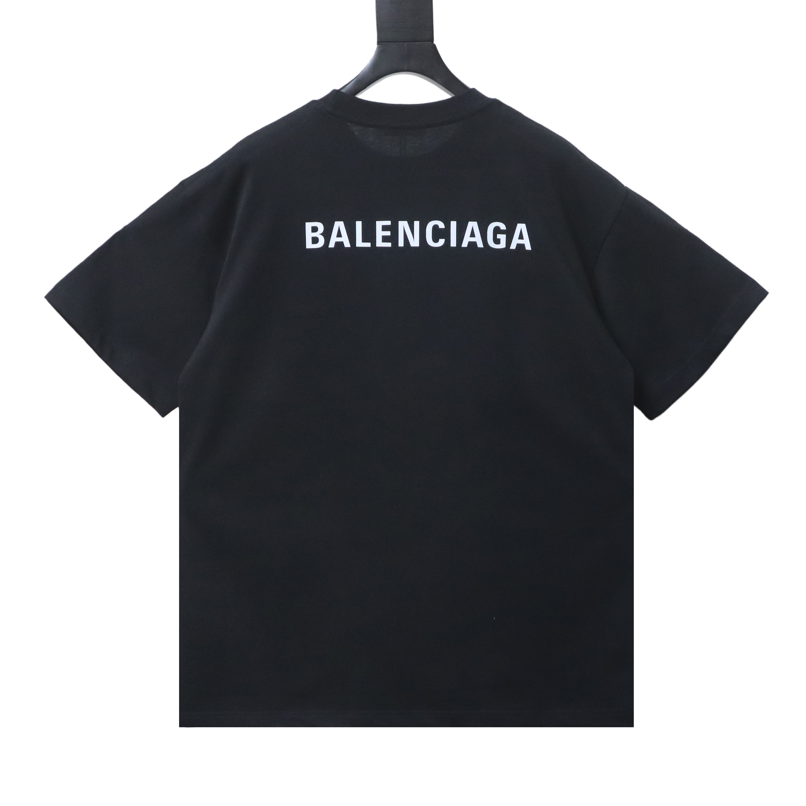 Balenciaga Black Front and Back Letter Printed T-shirt h130