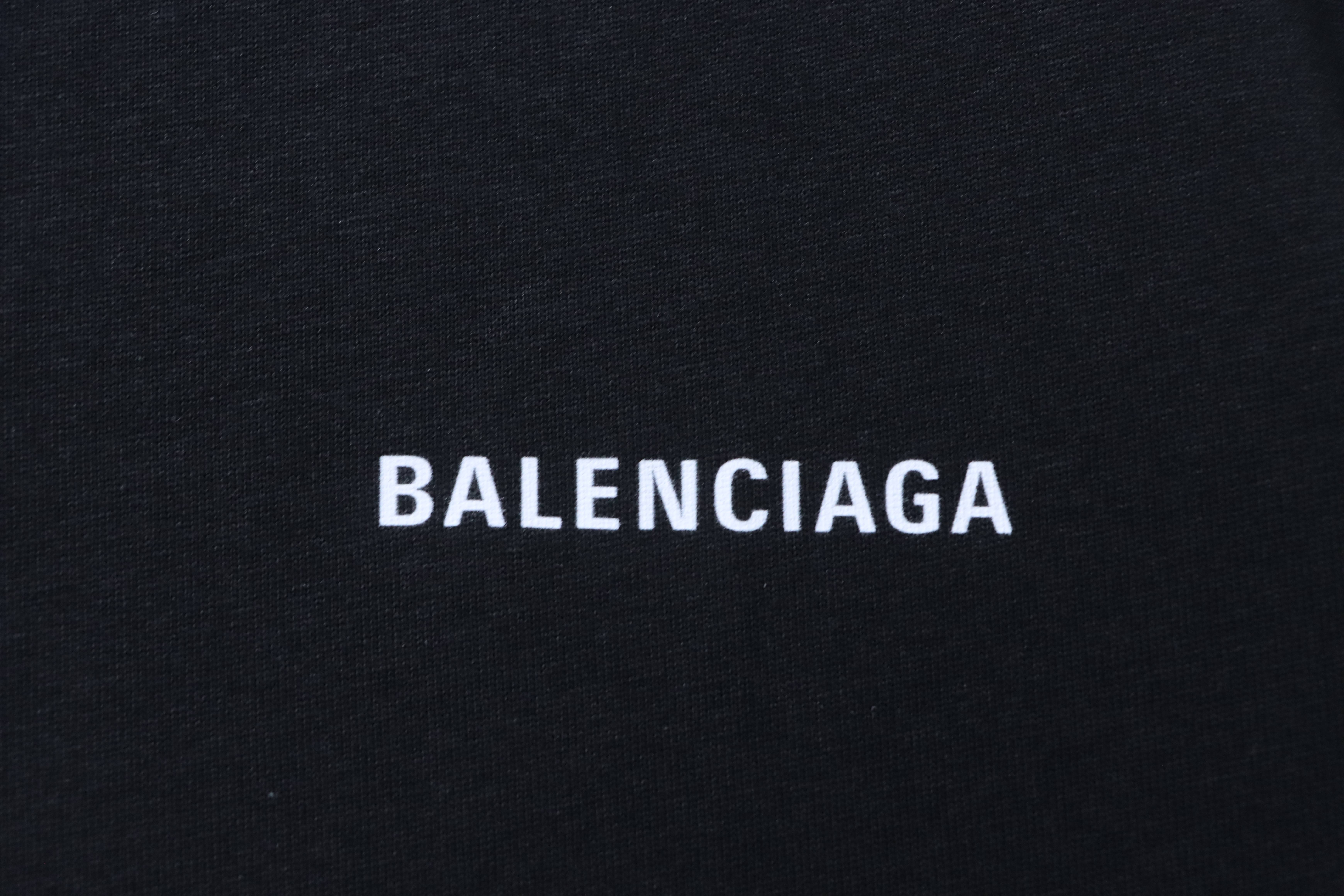 Balenciaga Black Front and Back Letter Printed T-shirt h130