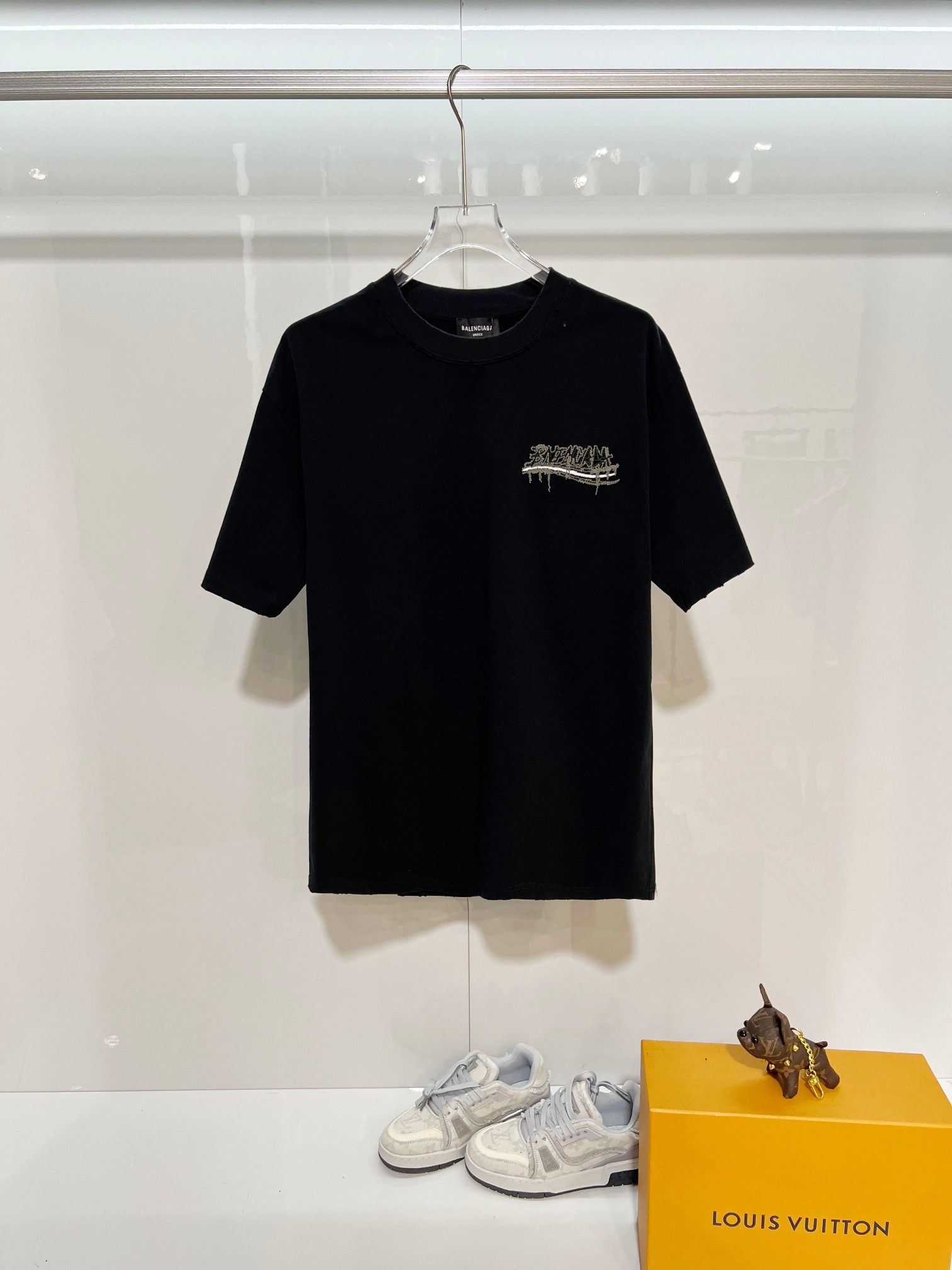 Balenciaga Black High-Quality 320g Crewneck T-shirt H150