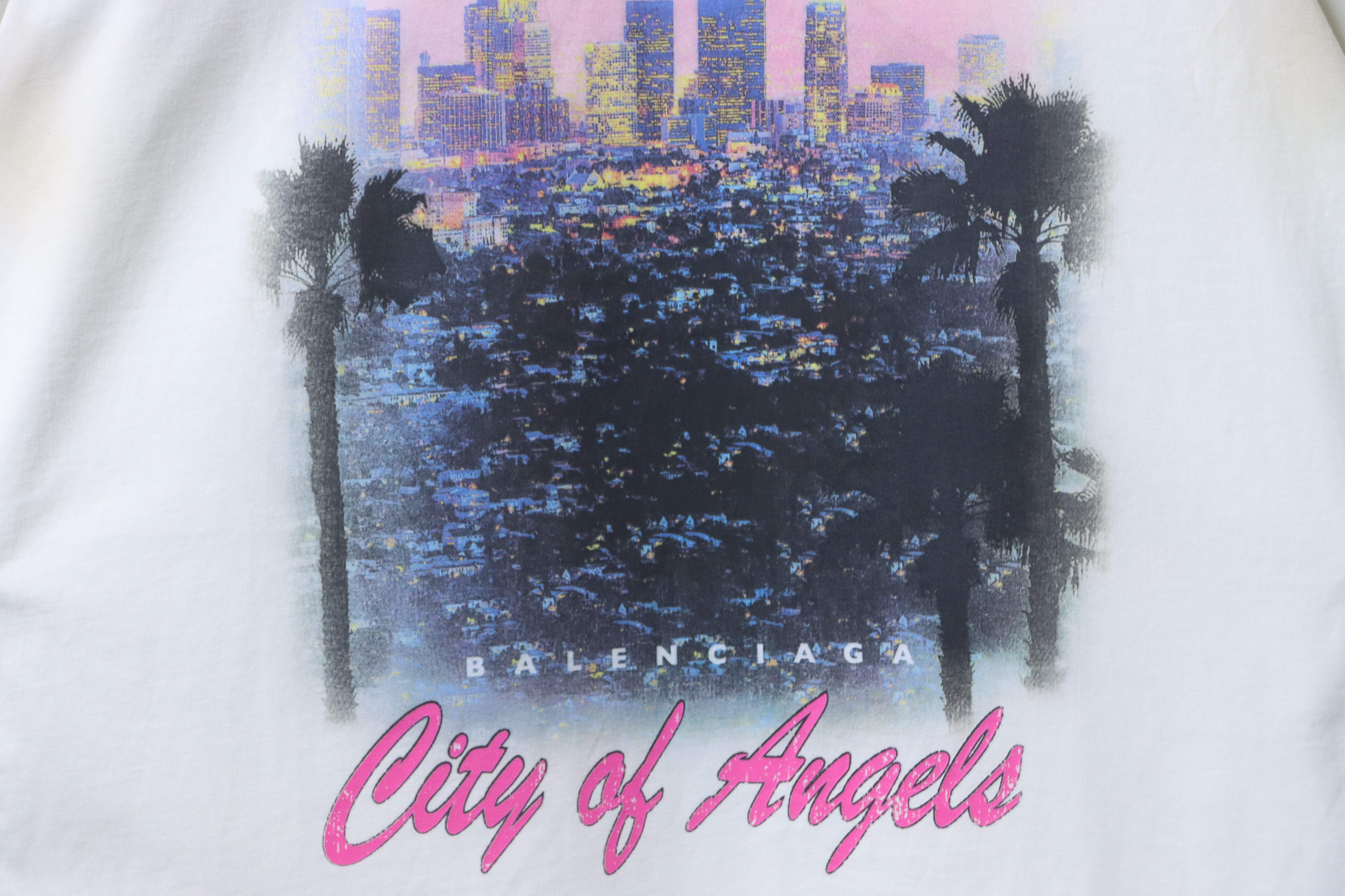 Balenciaga White Los Angeles Night Scene Vintage T-shirt h180