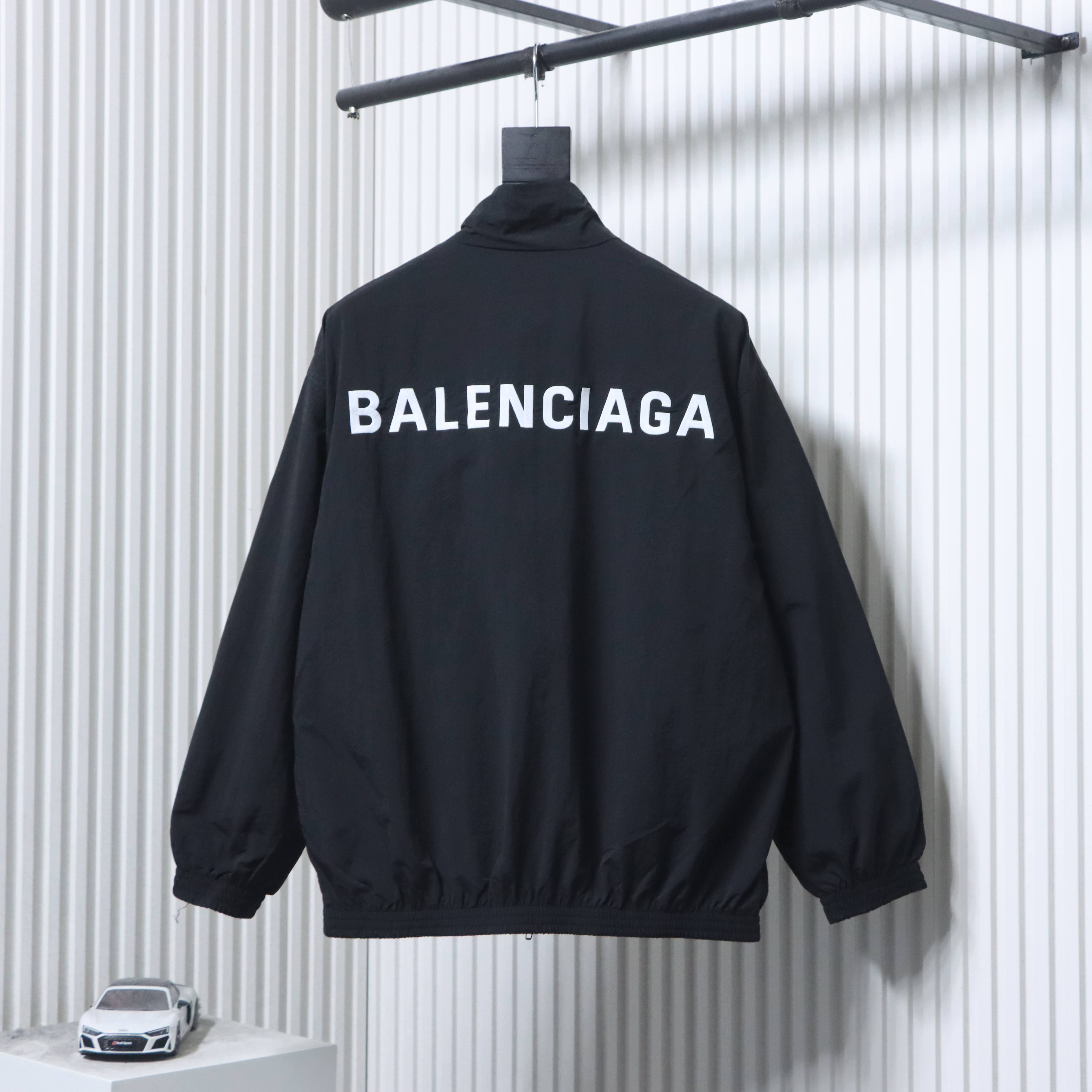 Balenciaga Black Mirrored Letter Embroidered Tracksuit Jacket h270
