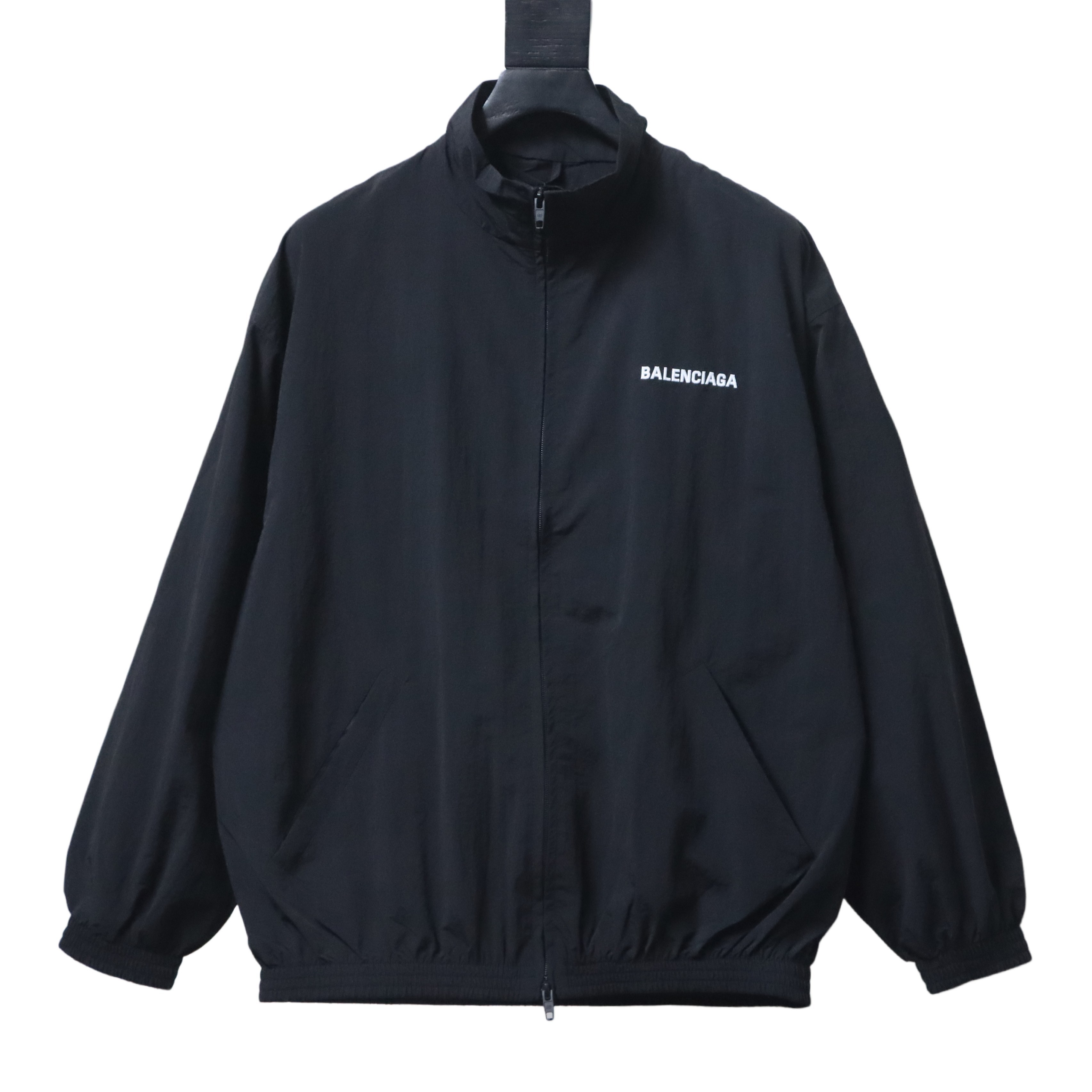 Balenciaga Black Mirrored Letter Embroidered Tracksuit Jacket h270