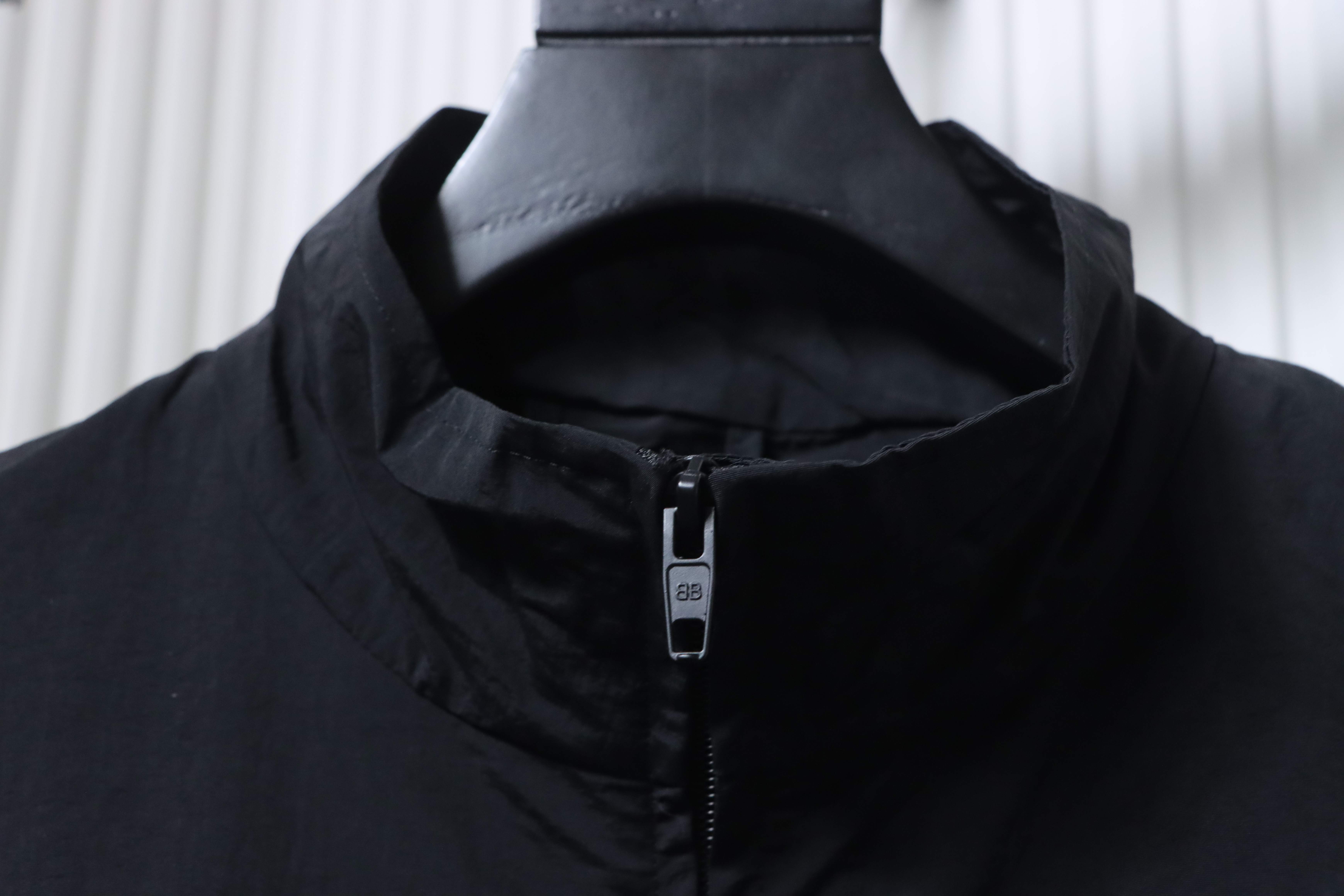 Balenciaga Black Mirrored Letter Embroidered Tracksuit Jacket h270