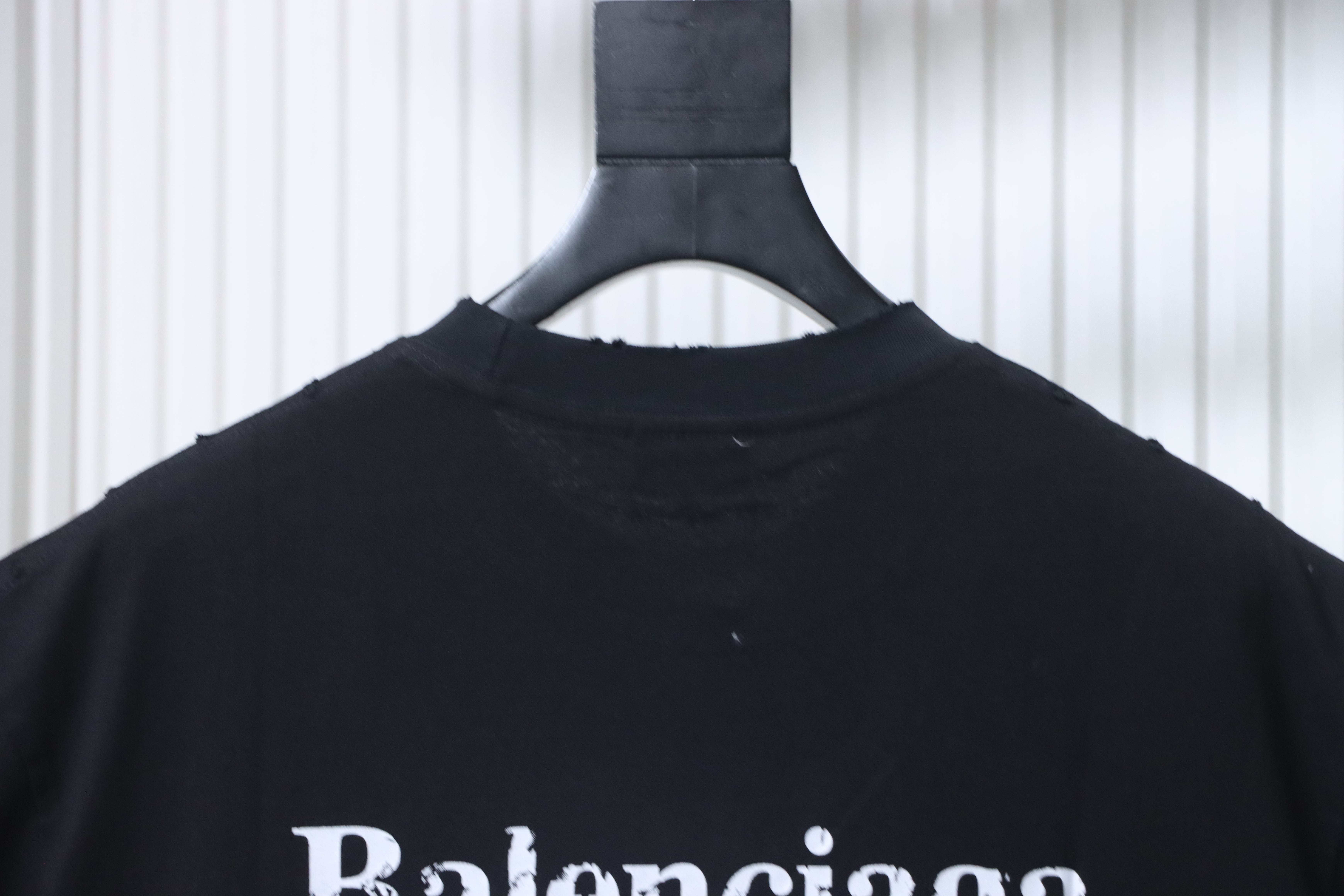 Balenciaga Black Mottled Coke Printed Washed Distressed T-shirt h140