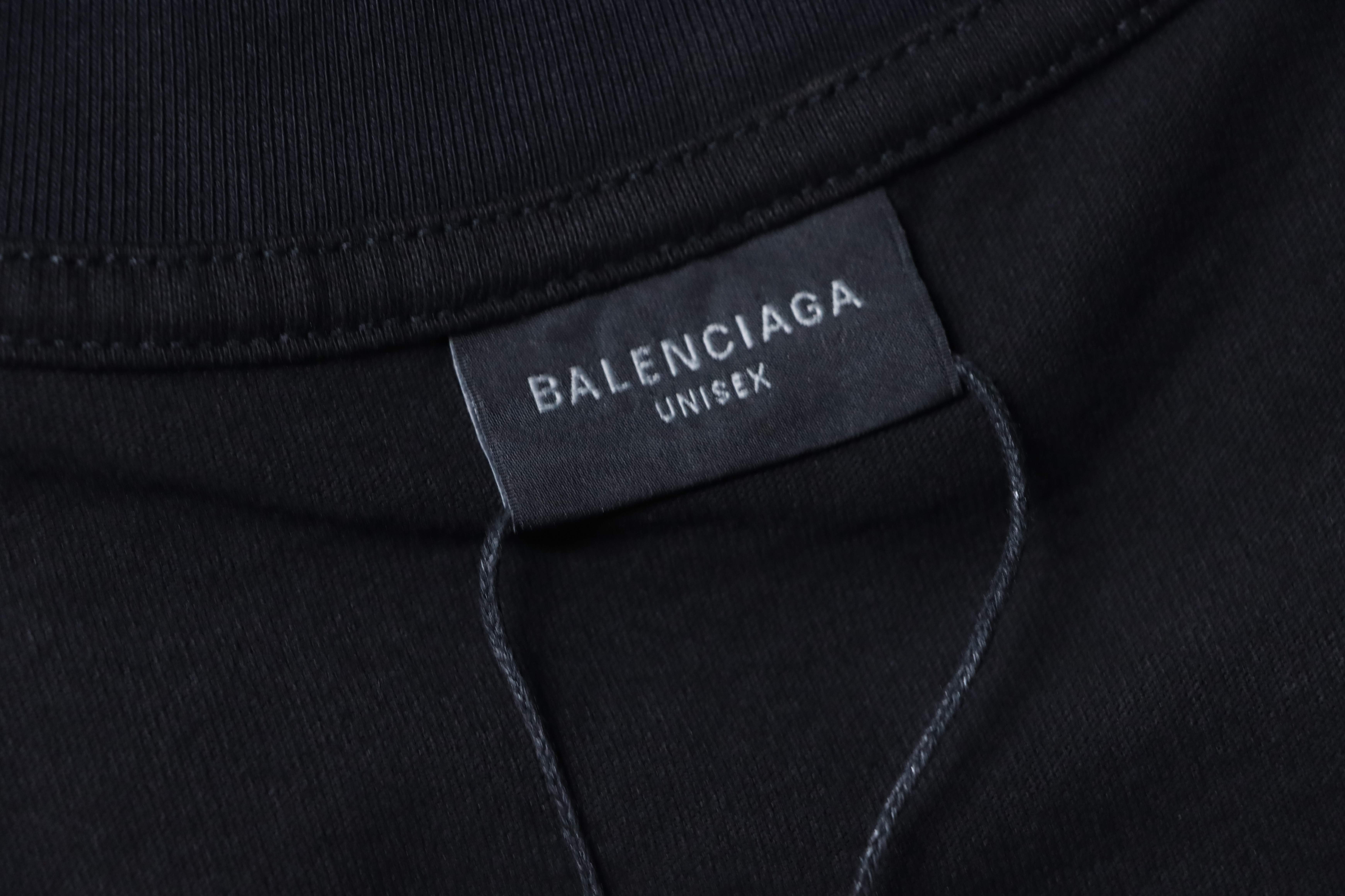 Balenciaga Black Mottled Coke Printed Washed Distressed T-shirt h140