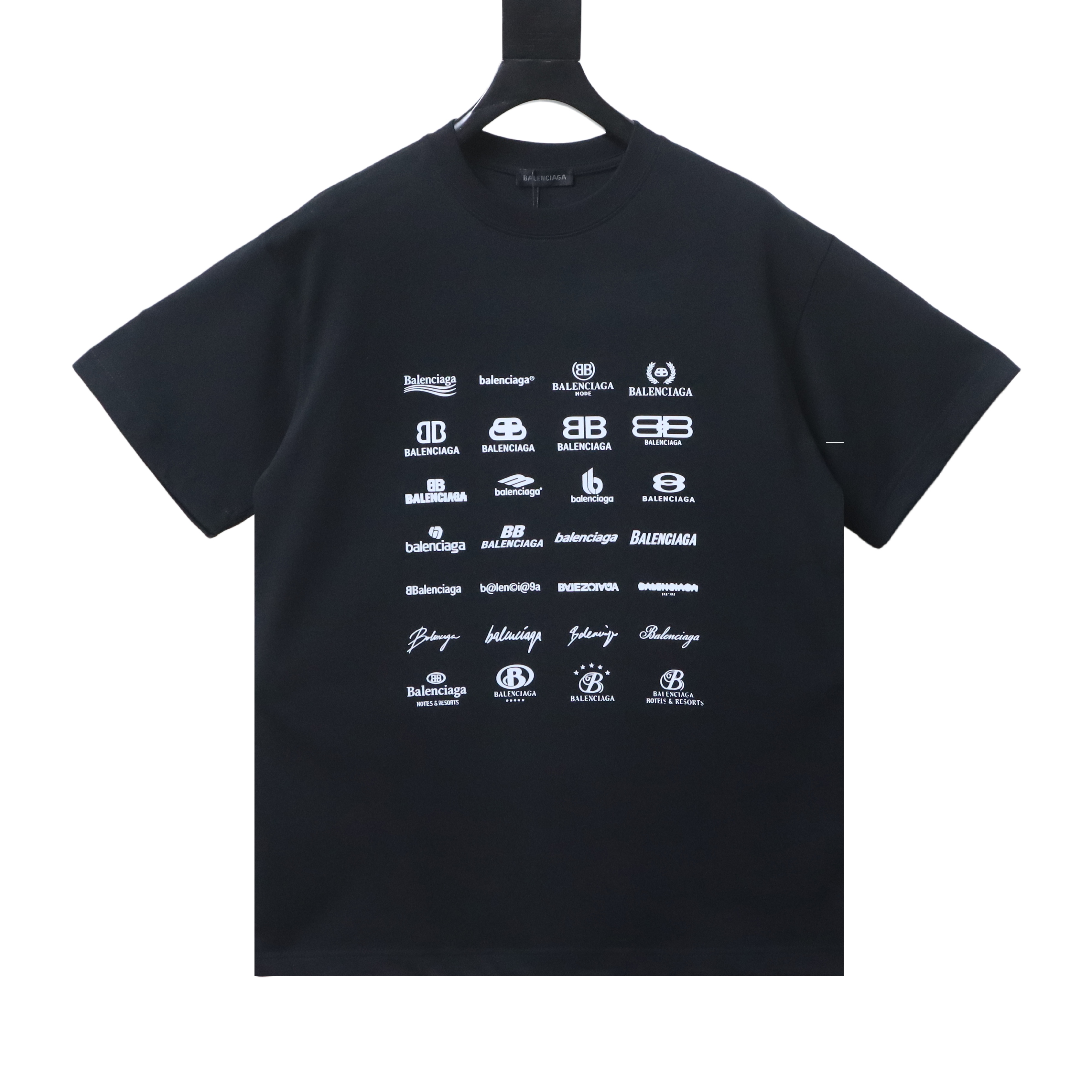 Balenciaga Black Multi-Logo Printed T-shirt h130