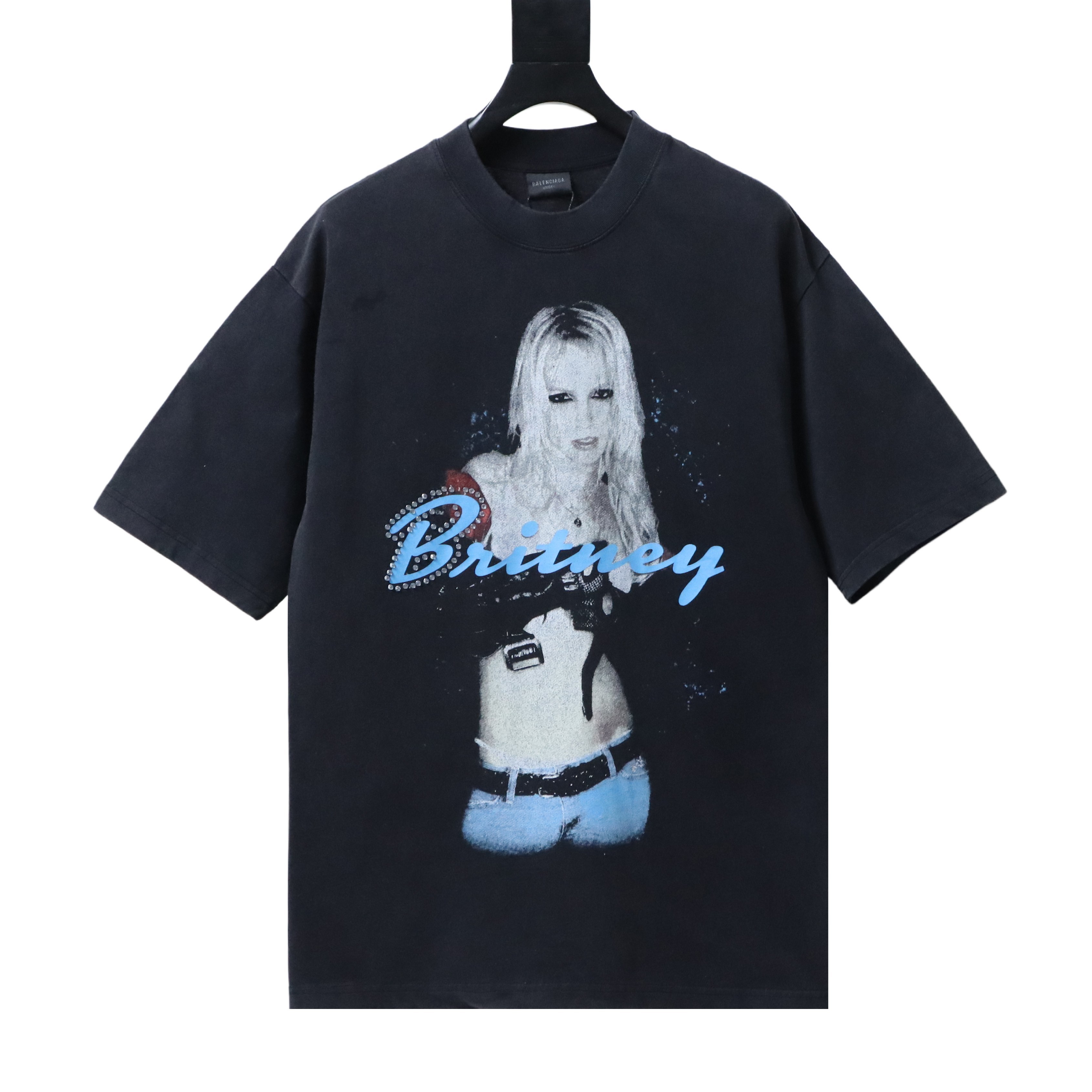 Balenciaga Black Music Series Sweet Britney Portrait Washed Crewneck T-shirt h150