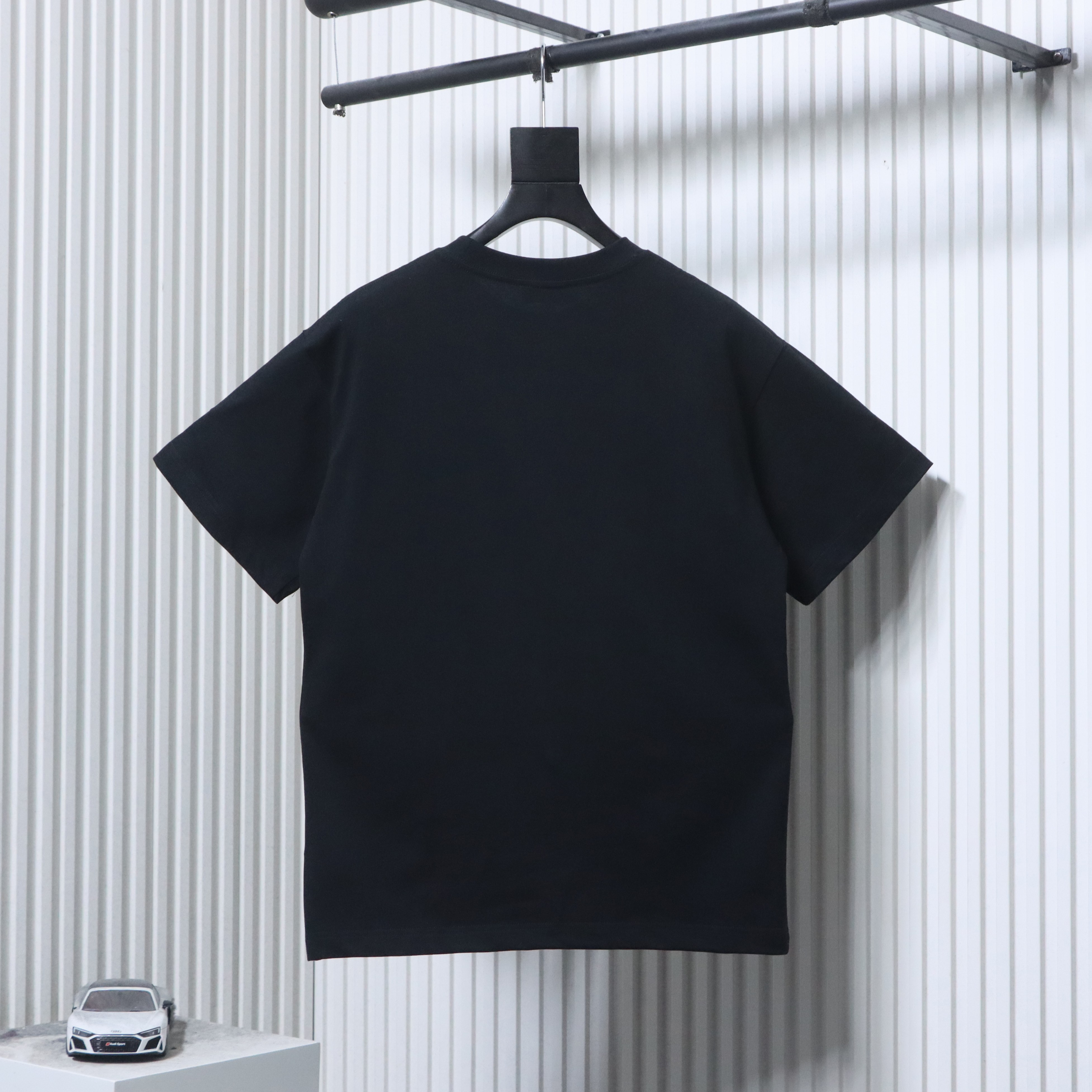 Balenciaga Blue Circular Letter Printed T-shirt Black