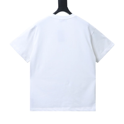 Balenciaga Blue Circular Letter Printed T-shirt White 02