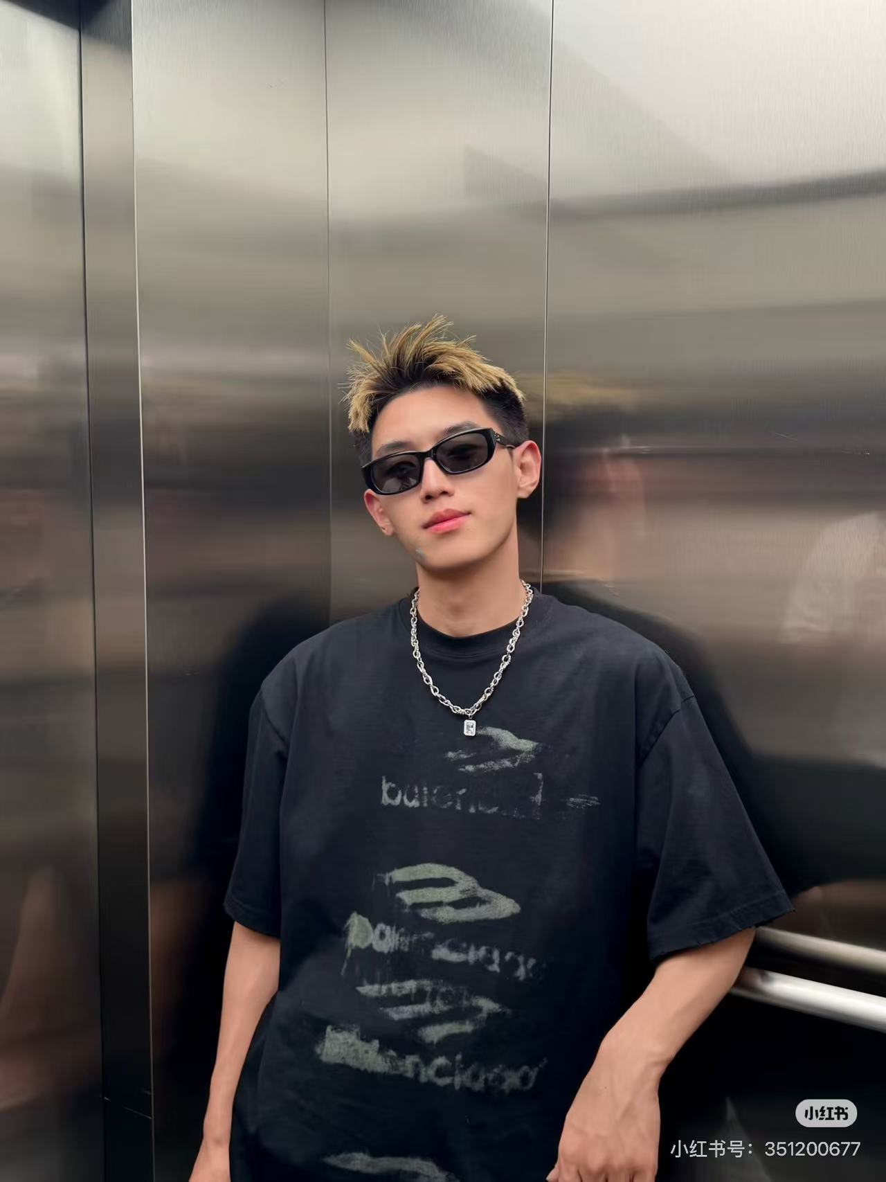 Balenciaga Black 25SS New Distressed Pigeon Graphic T-shirt h160