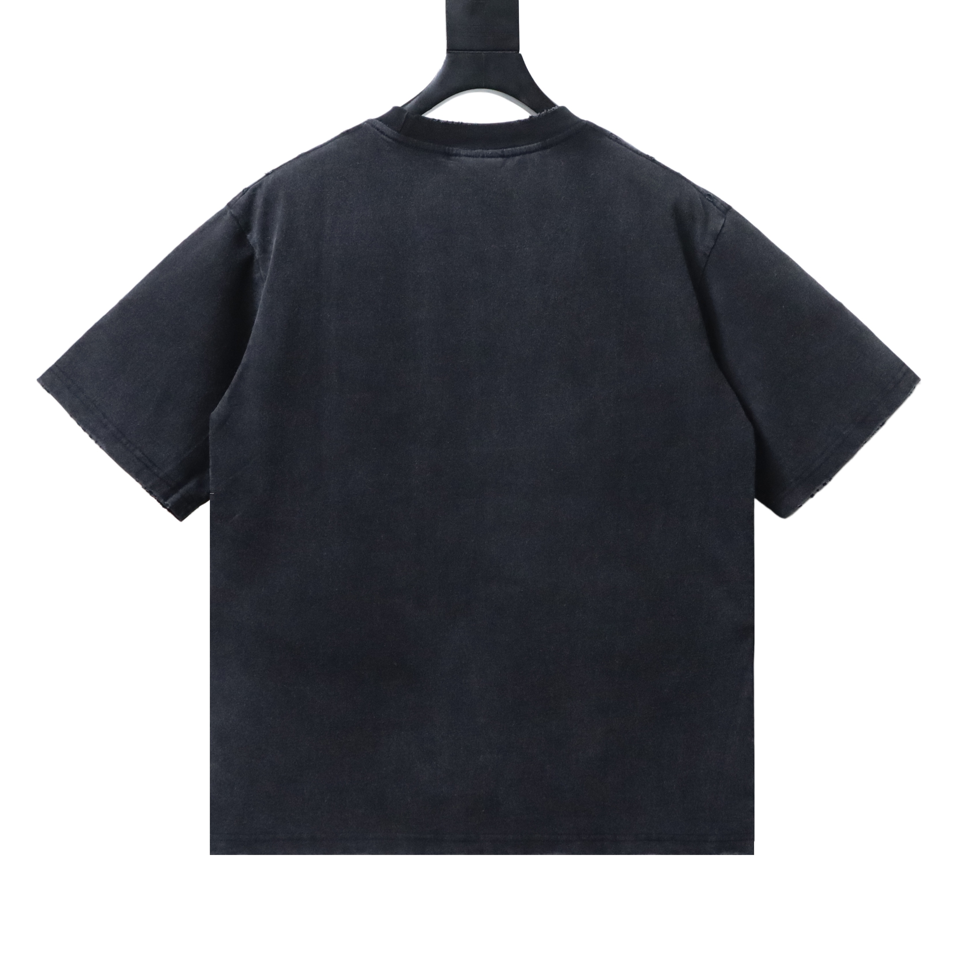Balenciaga Black 25SS Reversed Letter Double-B Printed Washed Distressed T-shirt h150