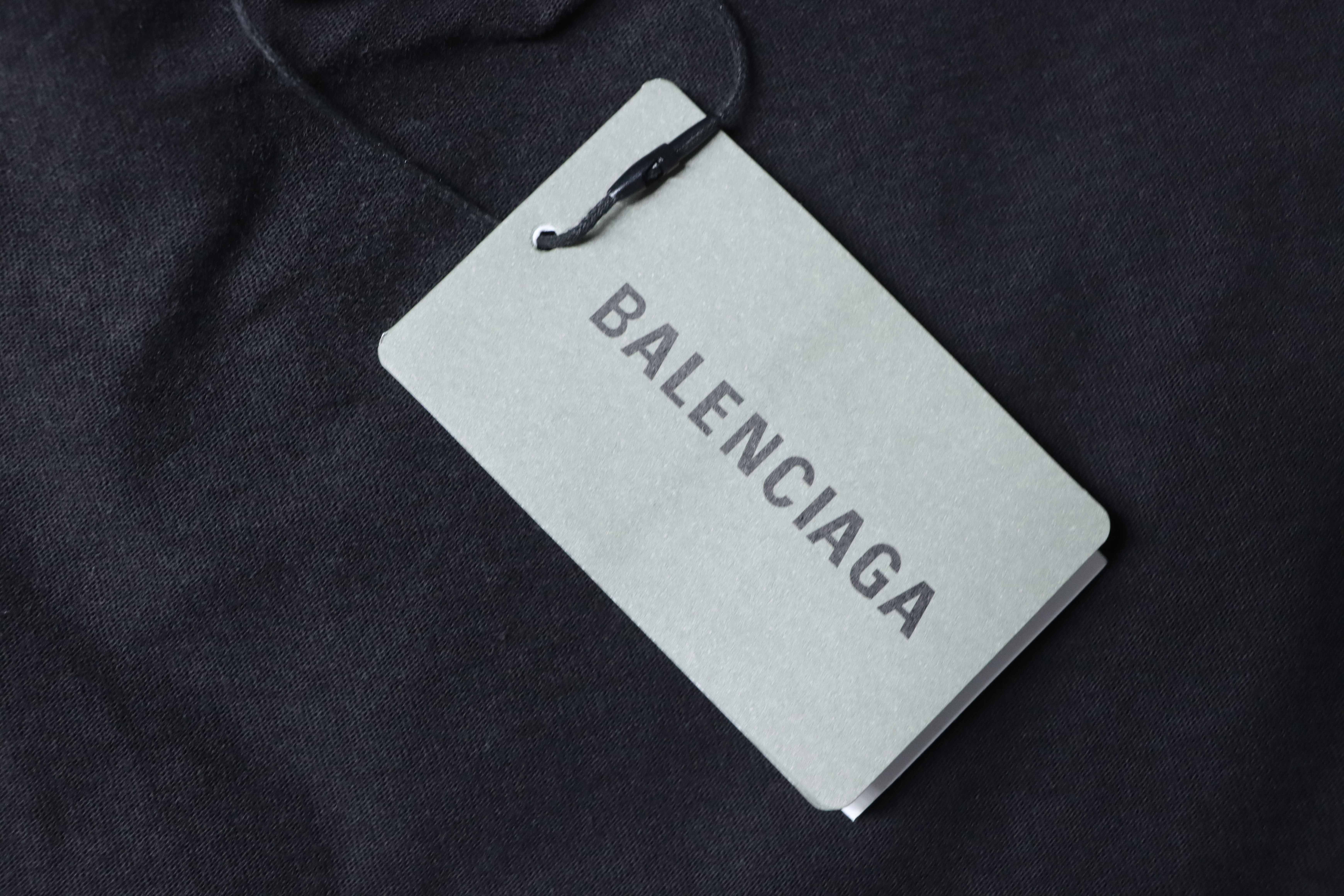 Balenciaga Black 25SS Reversed Letter Double-B Printed Washed Distressed T-shirt h150