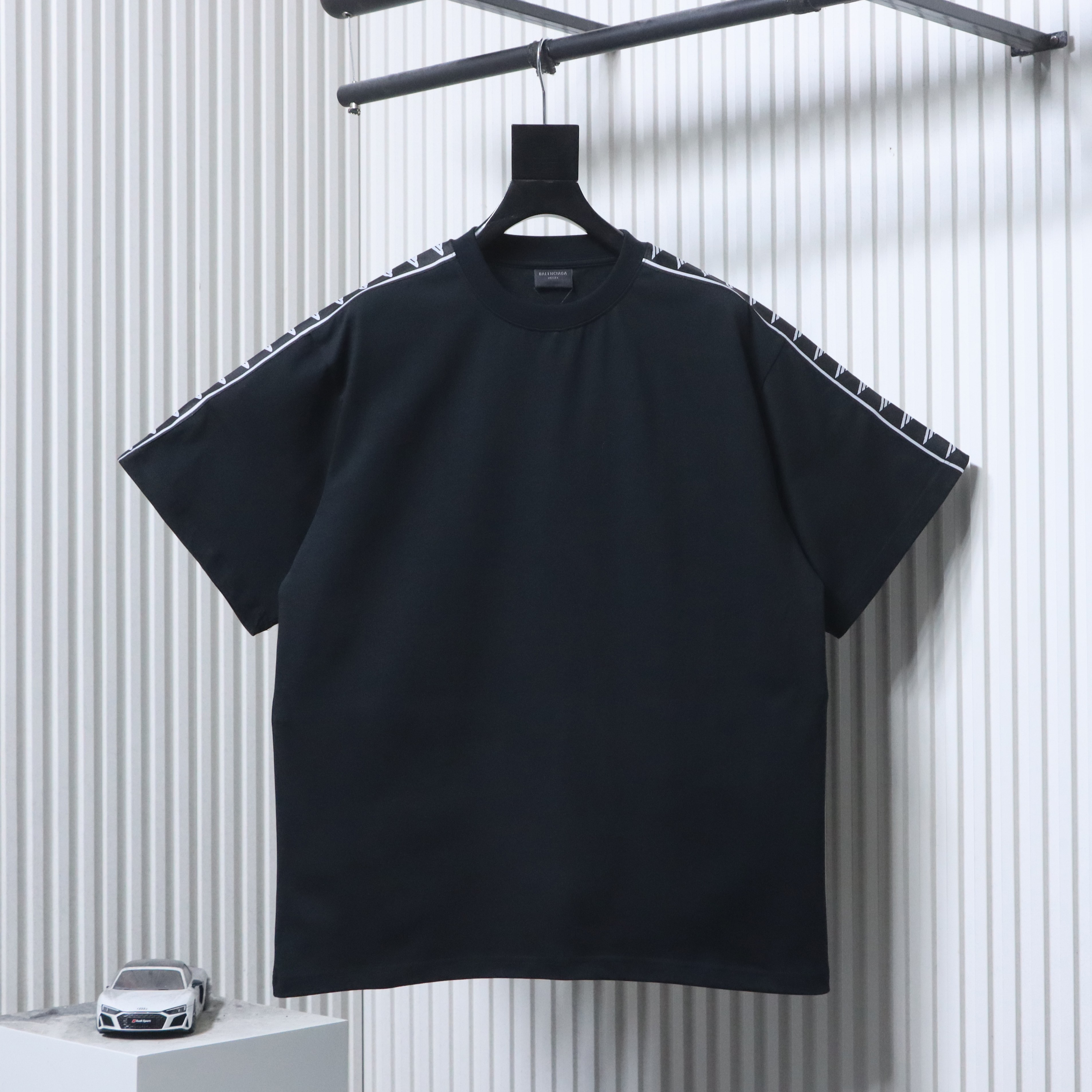 Balenciaga Black 26SS 3B Woven Tape Logo T-shirt h160