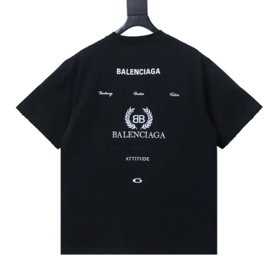 Balenciaga Black 26SS Back Wheat Embroidered T-shirt h170 02