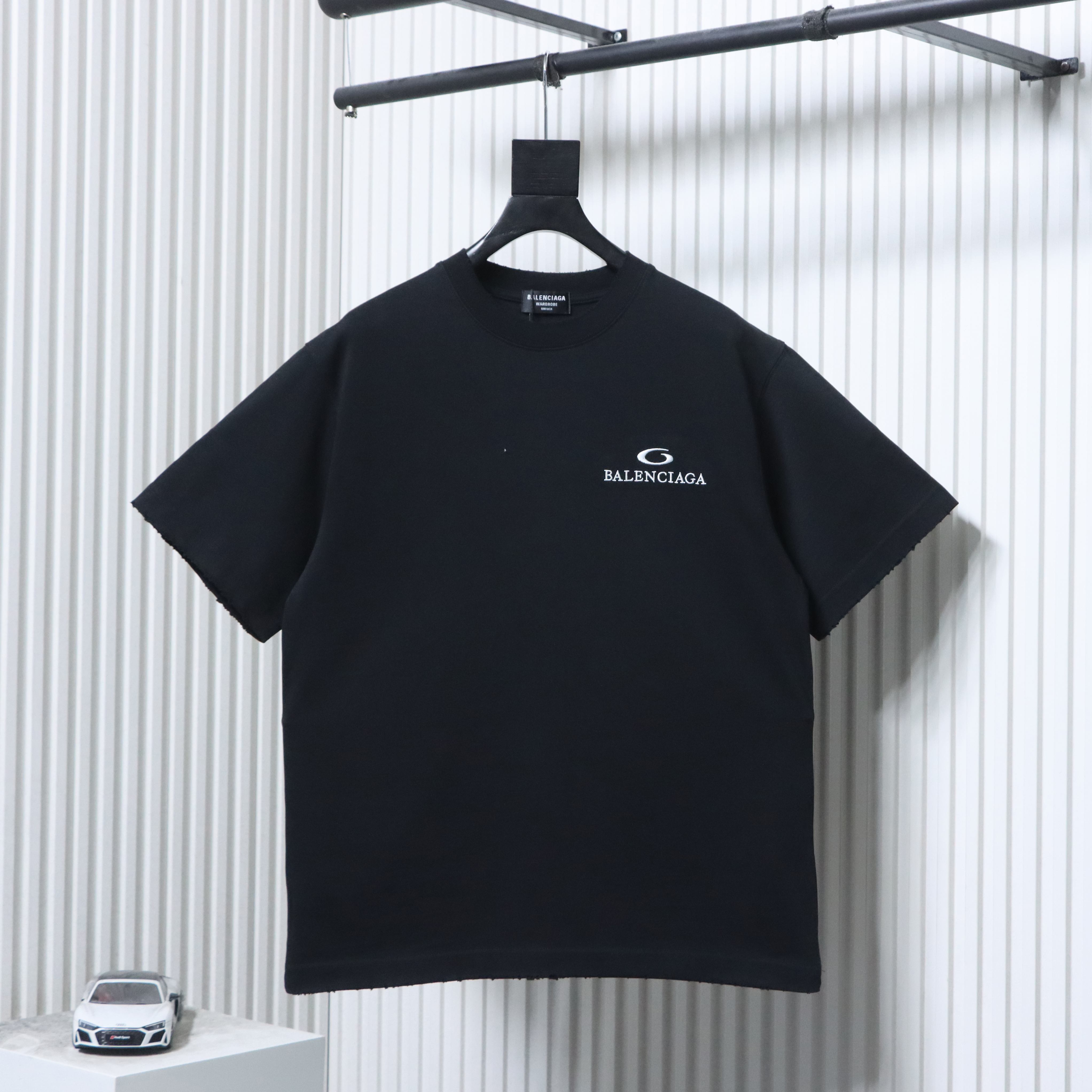 Balenciaga Black 26SS Back Wheat Embroidered T-shirt h170