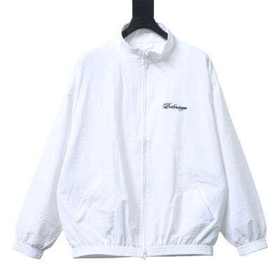 Balenciaga White 26SS Cursive Signature Letter Embroidered Tracksuit Jacket h270 01