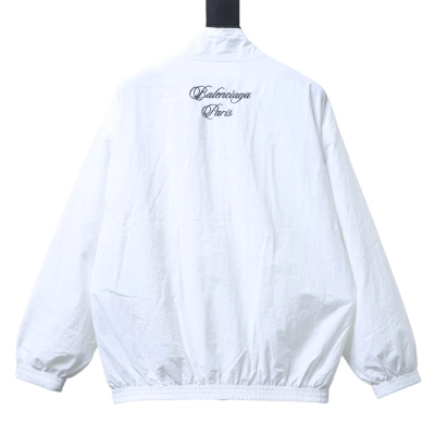 Balenciaga White 26SS Cursive Signature Letter Embroidered Tracksuit Jacket h270 02