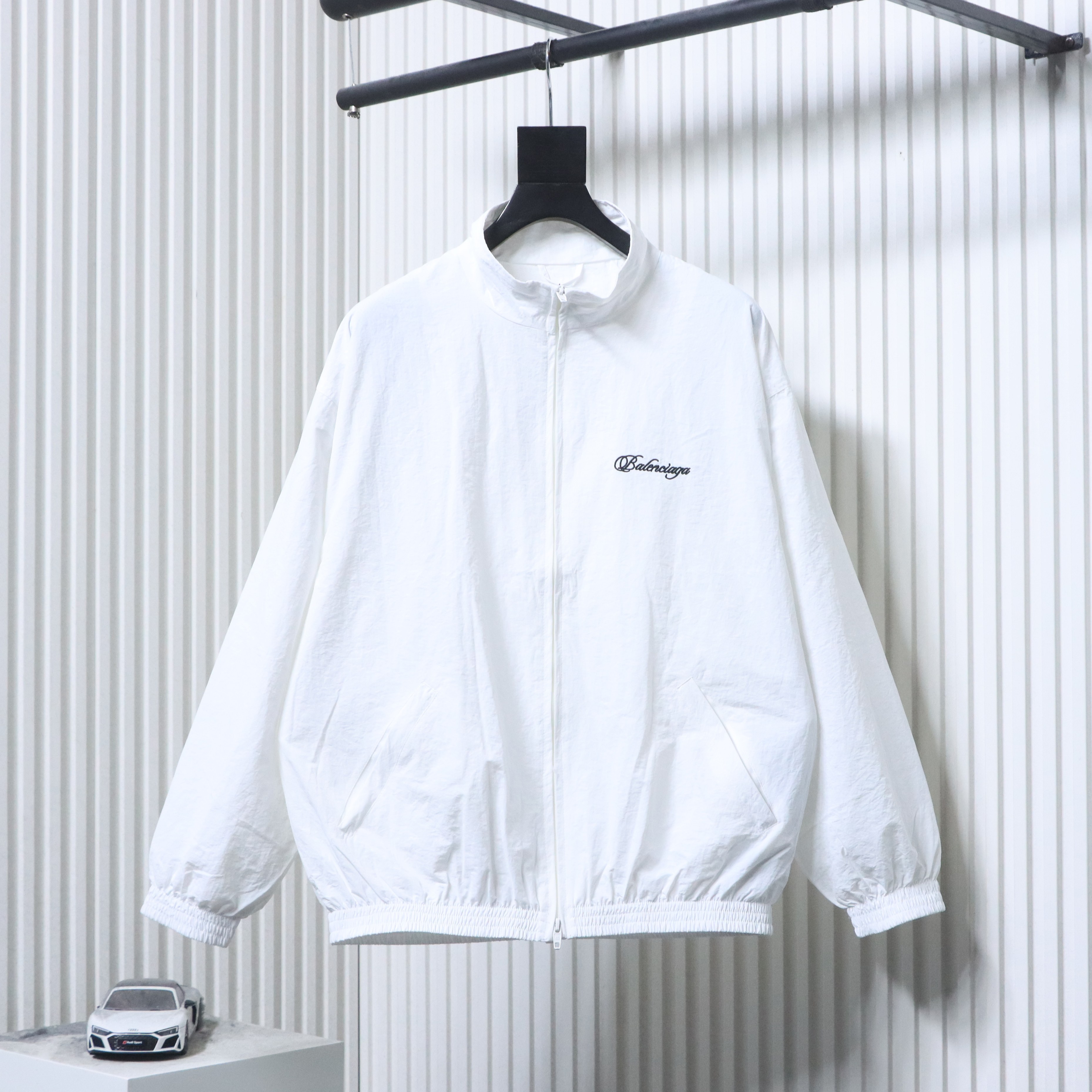 Balenciaga White 26SS Cursive Signature Letter Embroidered Tracksuit Jacket h270