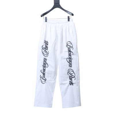 Balenciaga White 26SS Cursive Signature Letter Embroidered Tracksuit Pants h230 01