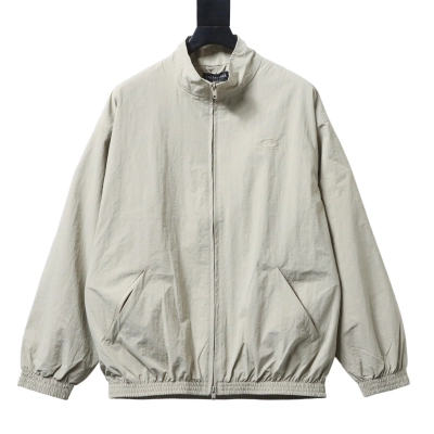 Balenciaga White 26SS Front and Back Half-Ring Letter Embroidered Tracksuit Jacket h270 01