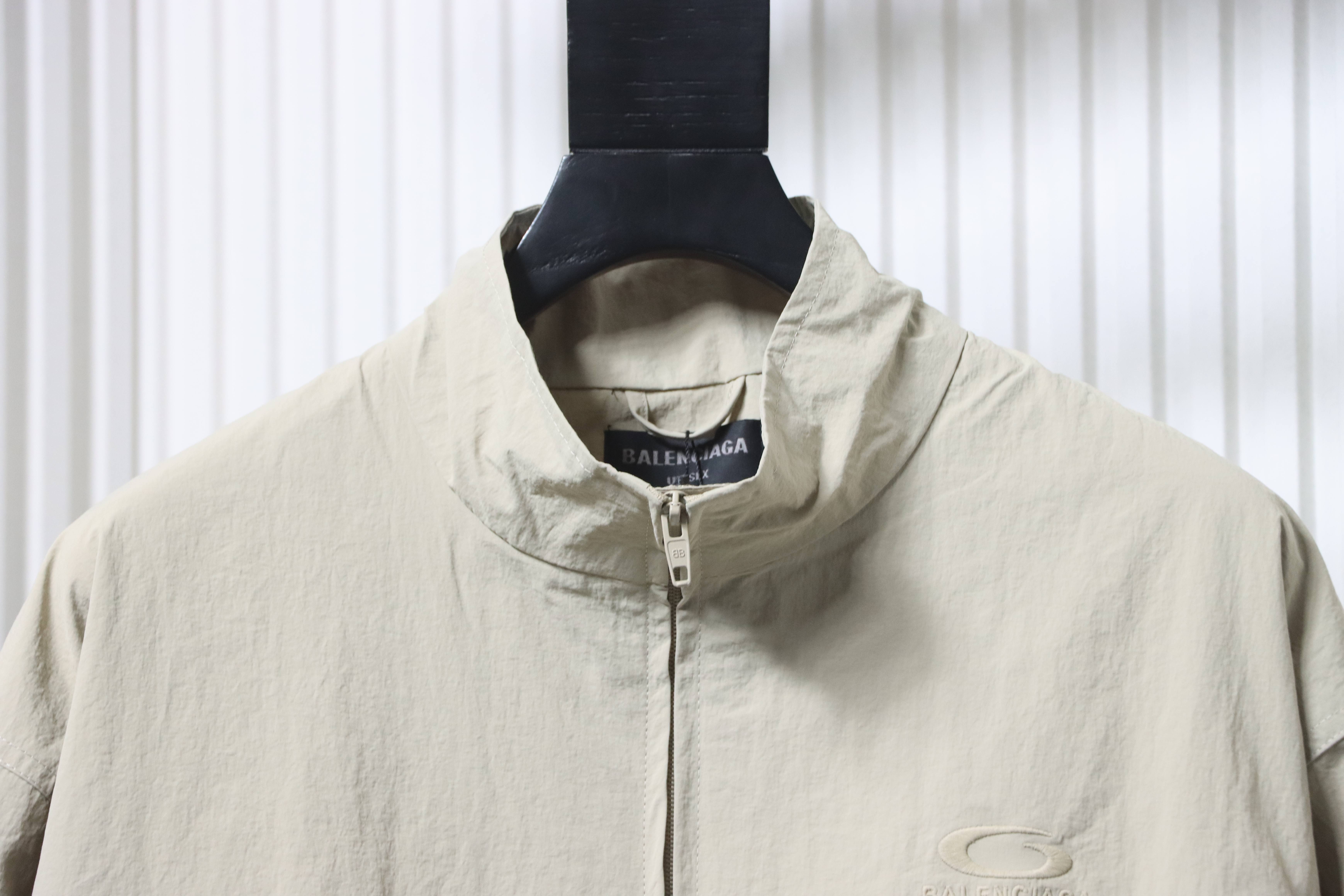 Balenciaga White 26SS Front and Back Half-Ring Letter Embroidered Tracksuit Jacket h270