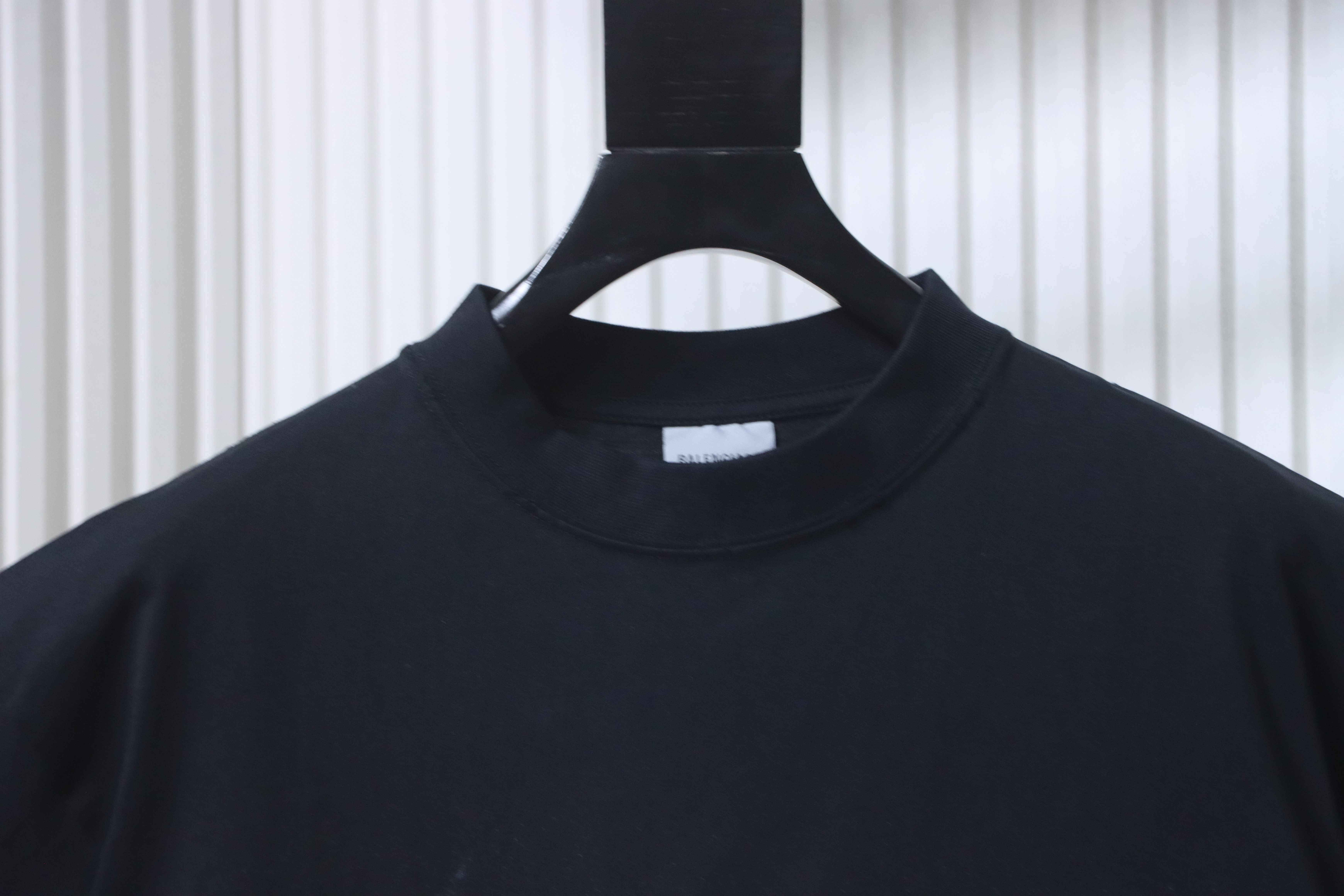 Balenciaga Black 26SS Glossy Double-Layer Wrinkled Tape T-shirt h190