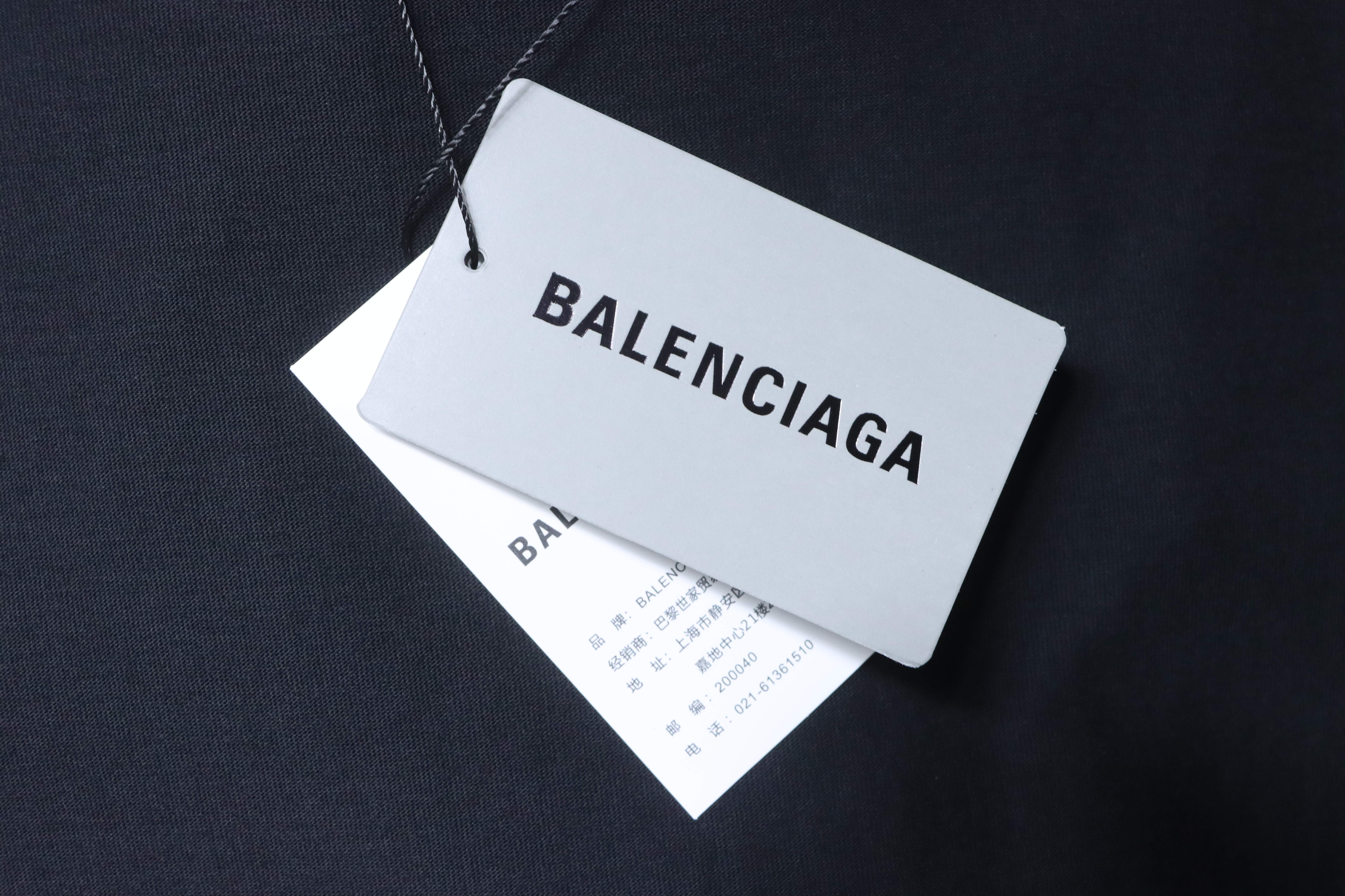 Balenciaga Black 26SS Glossy Double-Layer Wrinkled Tape T-shirt h190