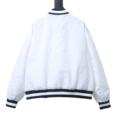 Balenciaga White 26SS NBA Collaboration Embroidered Baseball Flight Jacket h270 02