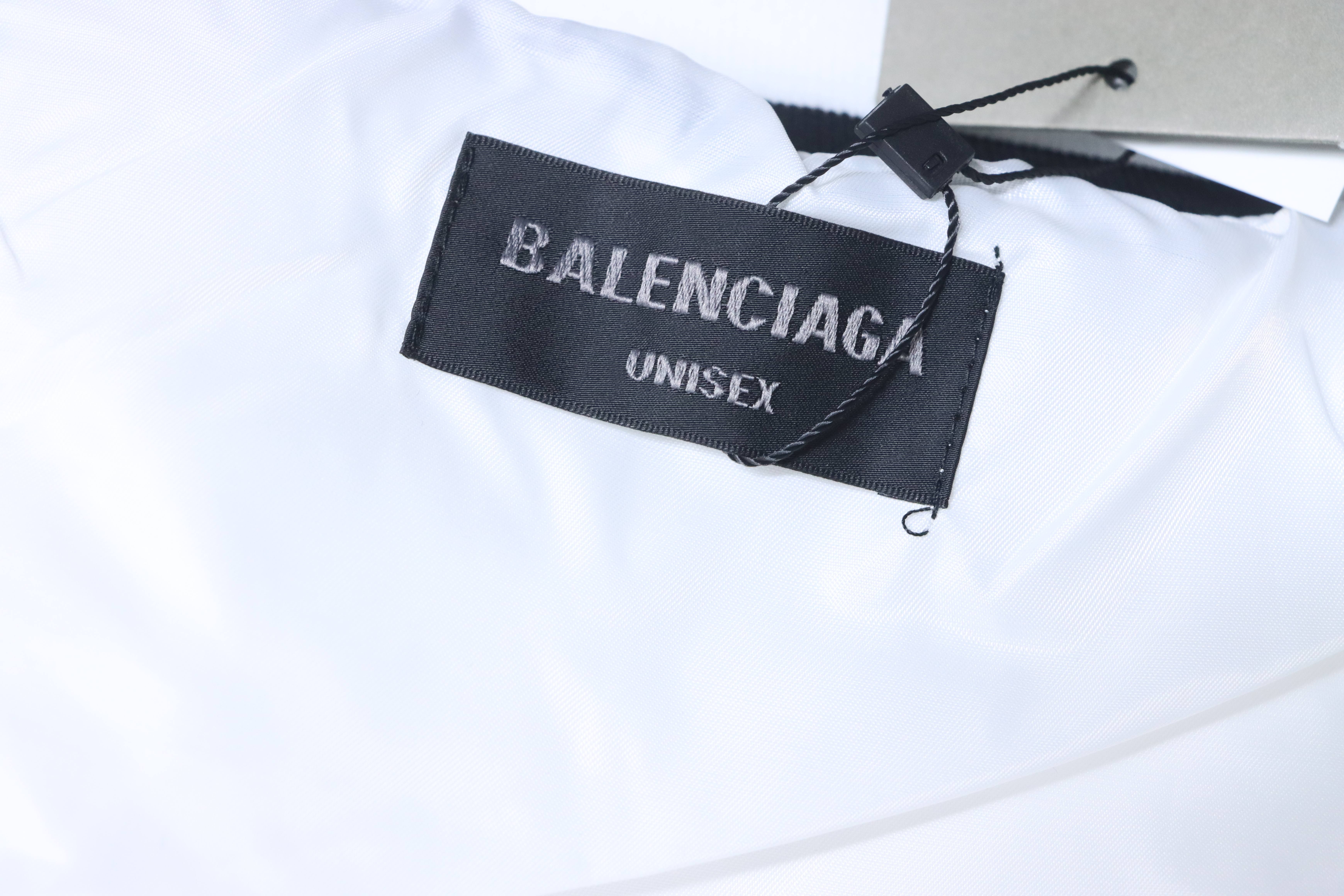 Balenciaga White 26SS NBA Collaboration Embroidered Baseball Flight Jacket h270