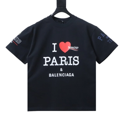 Balenciaga Black & Paris 25SS Collaboration Multi-Element Logo Printed T-shirt h140 01