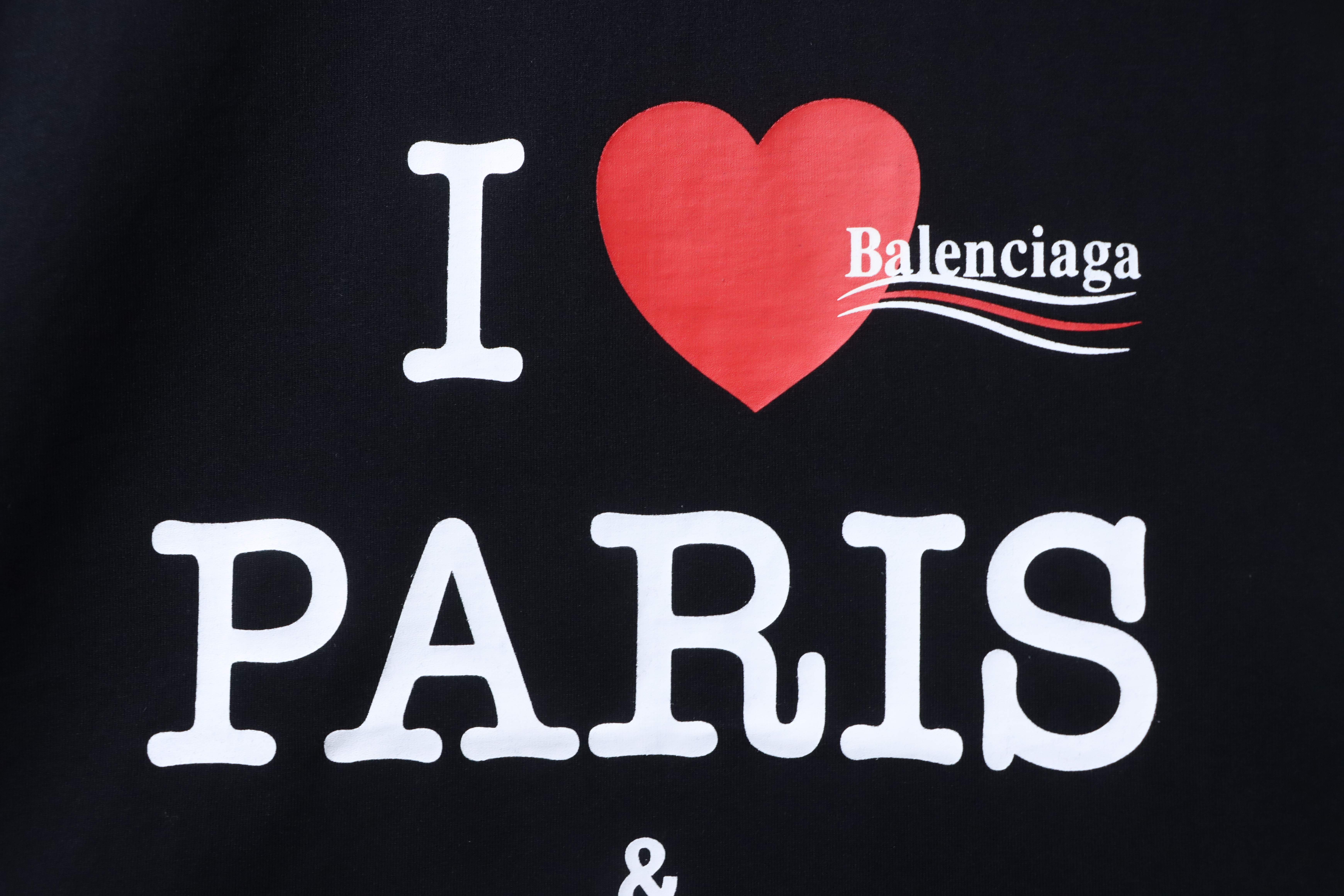 Balenciaga Black & Paris 25SS Collaboration Multi-Element Logo Printed T-shirt h140